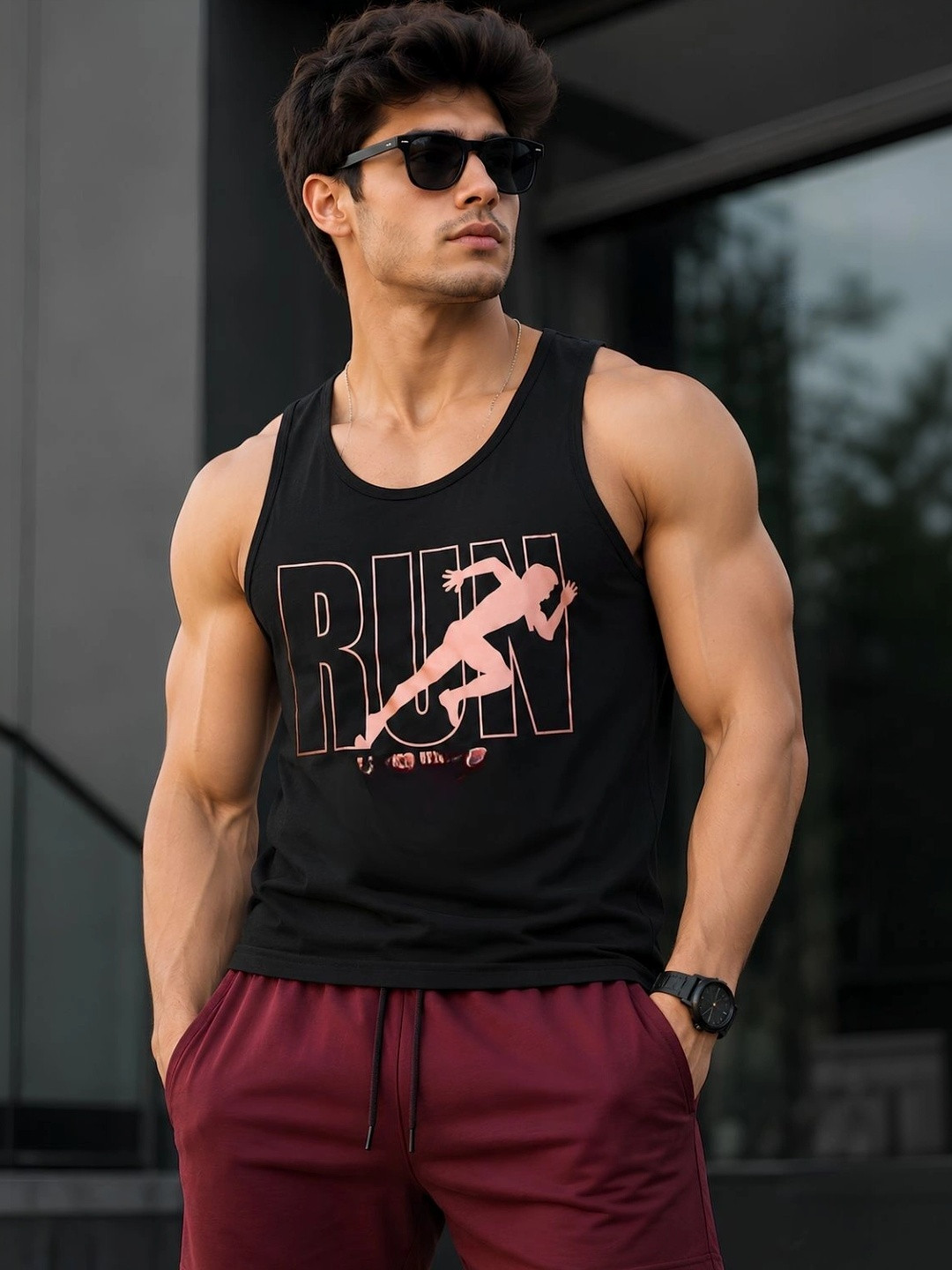 R.Code by The Roadster Life Co. Printed Gym Vest