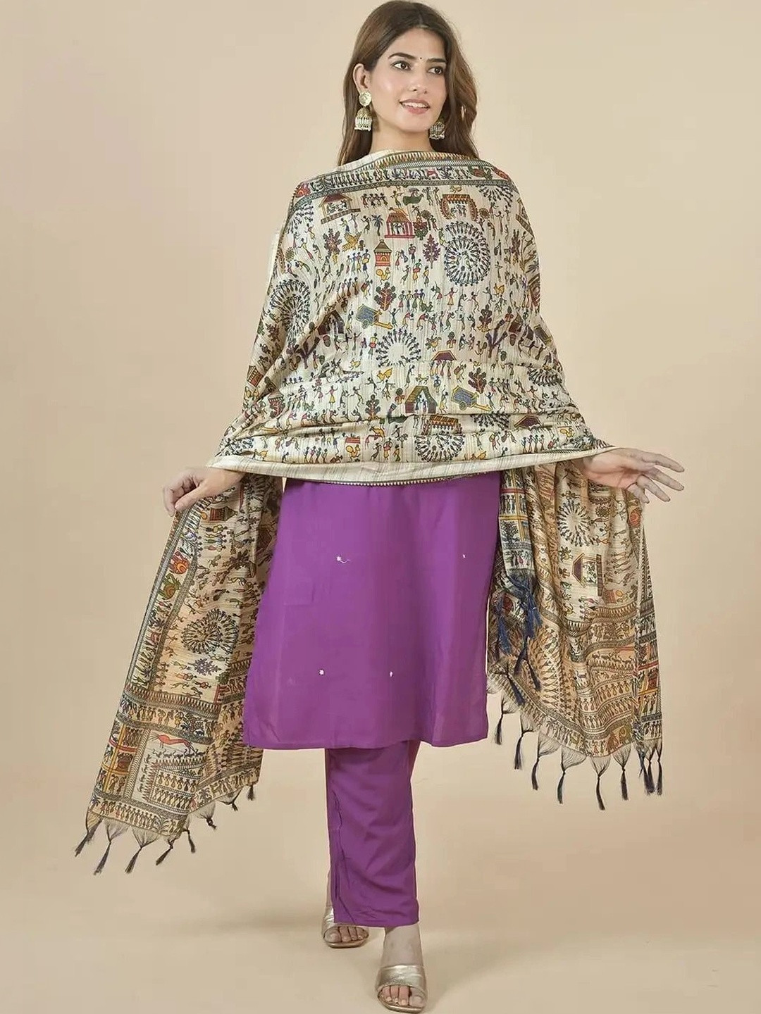 silkylife Ethnic Motifs Printed Dupatta