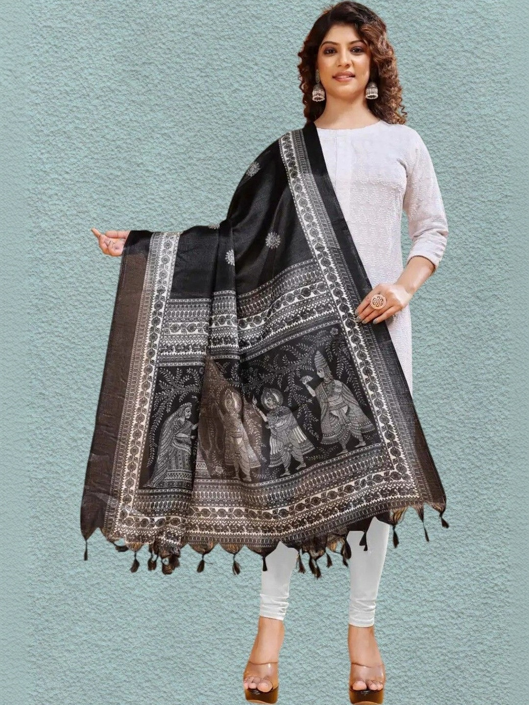 silkylife Ethnic Motifs Printed Dupatta