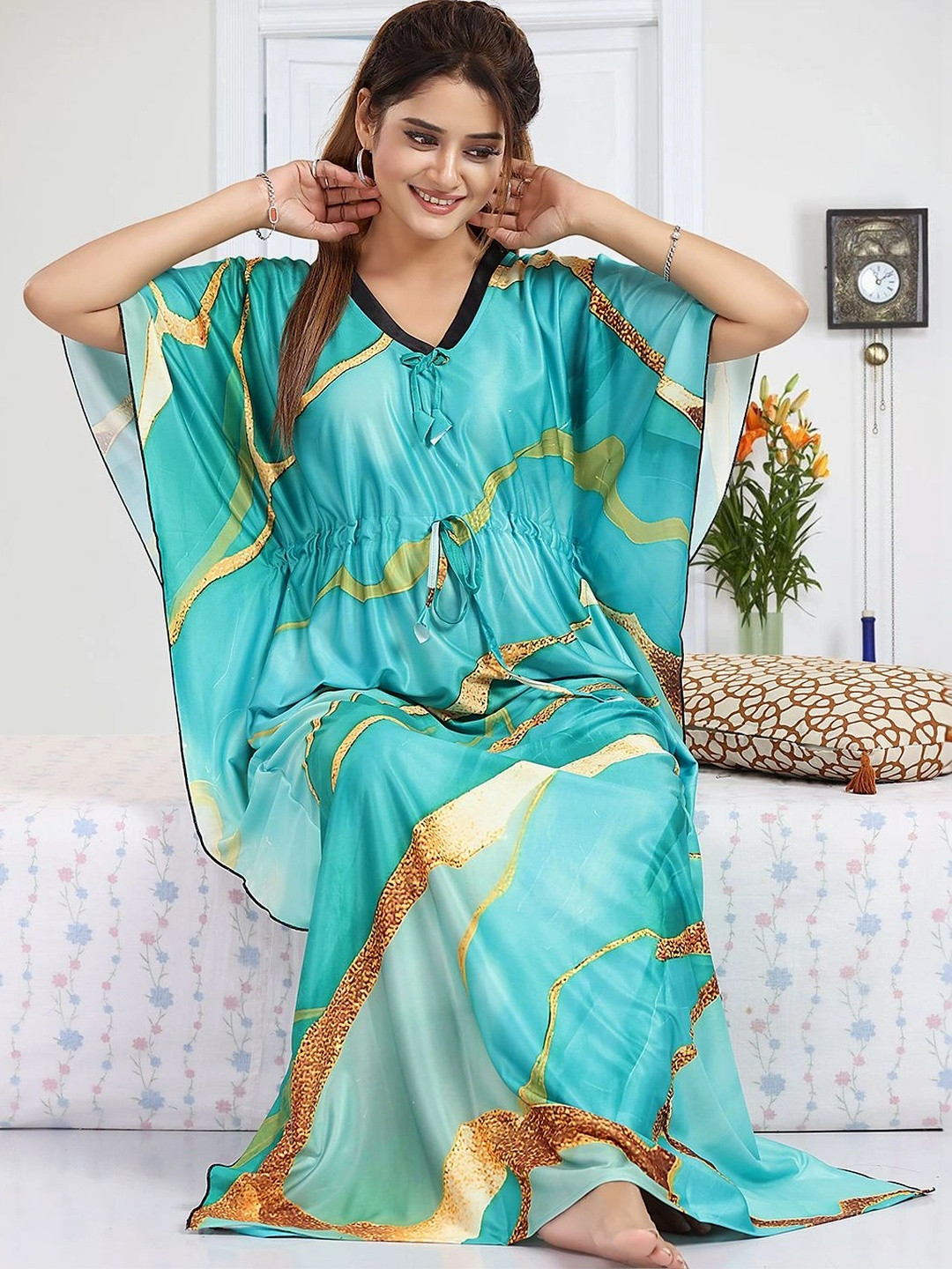 Gutthi Printed Maxi Nightdress