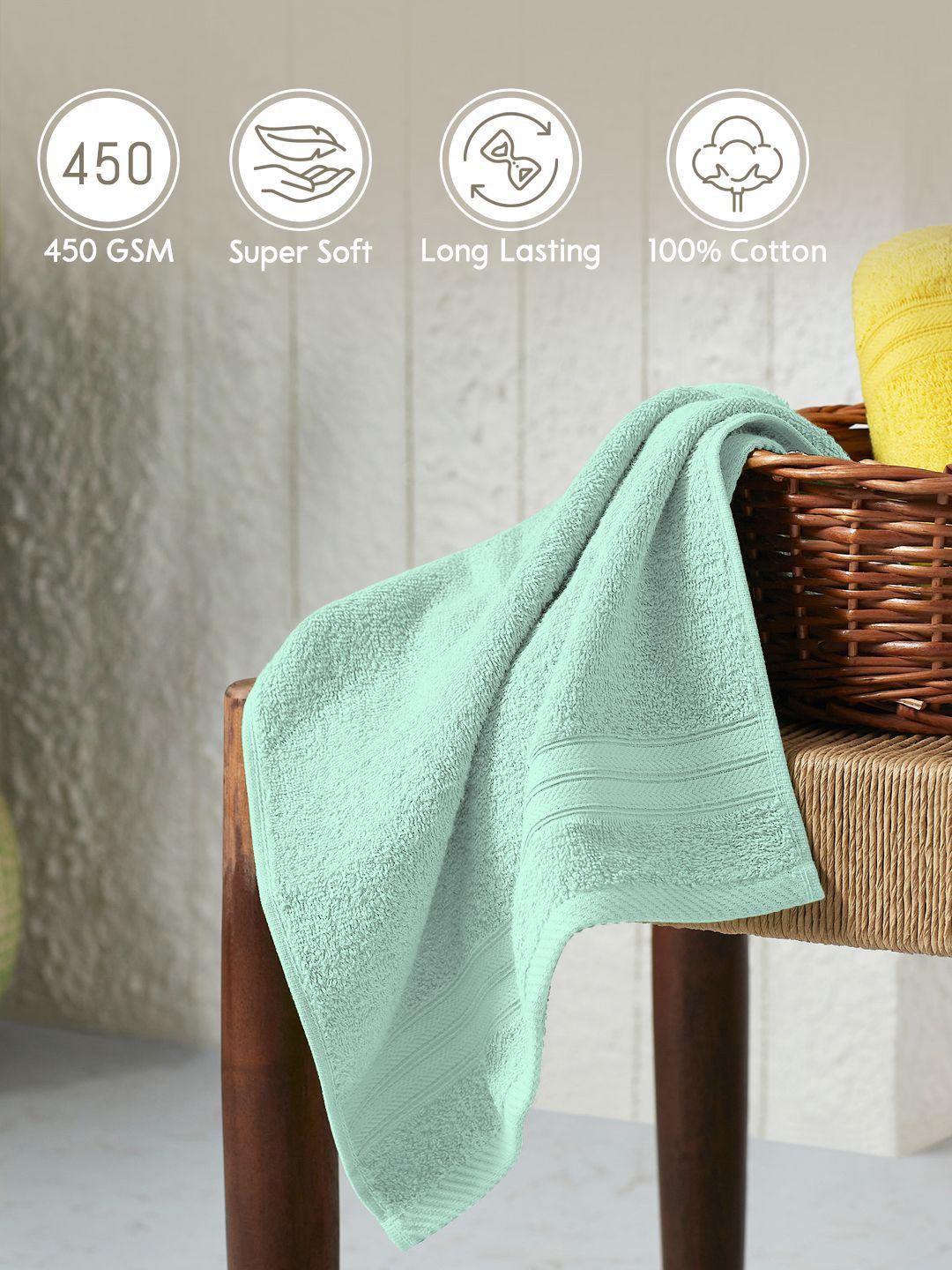 Layers Green 2 Pieces 450 GSM Pure Cotton Hand Towels