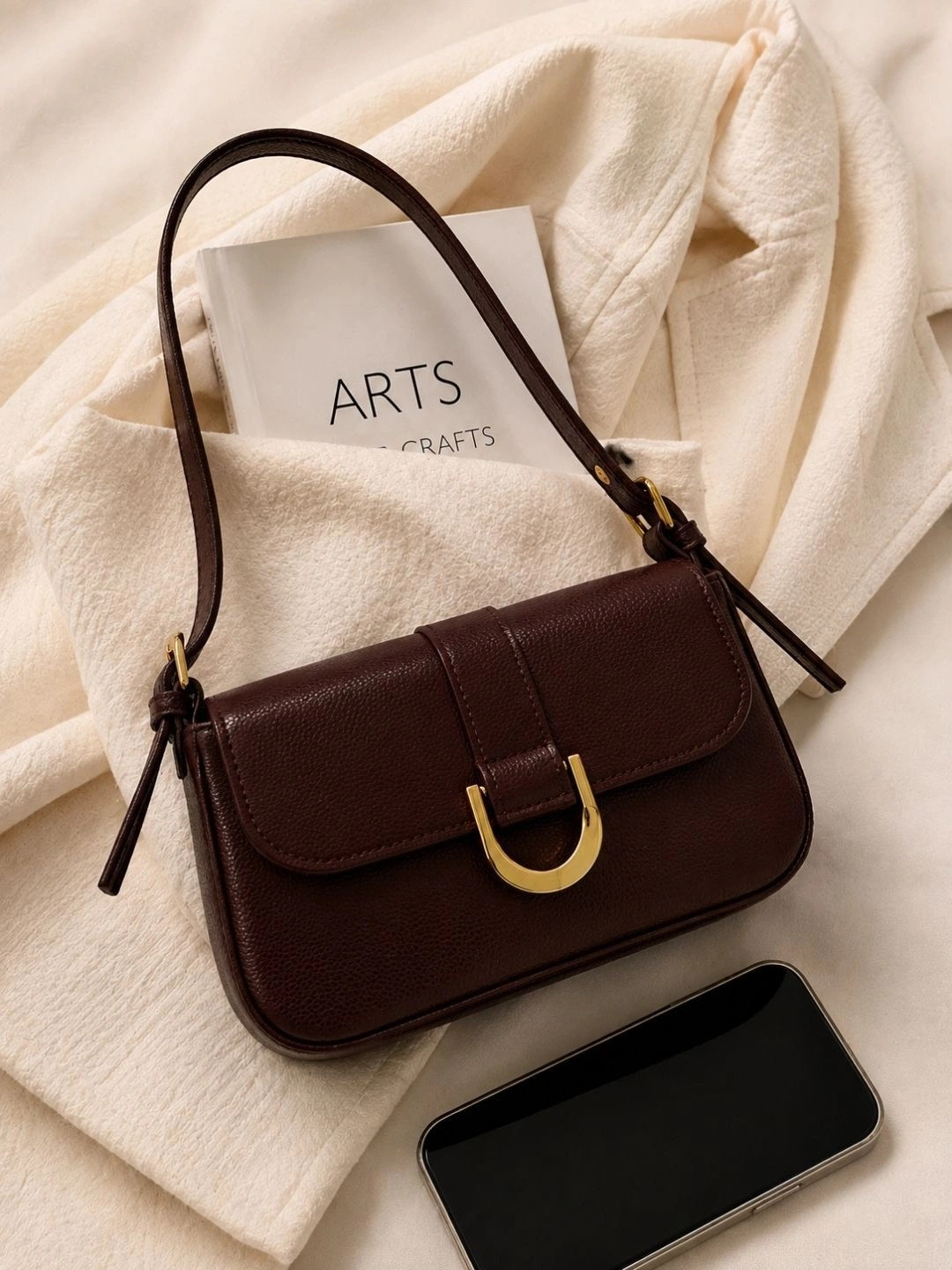 yelloe Textured Shoulder Bag