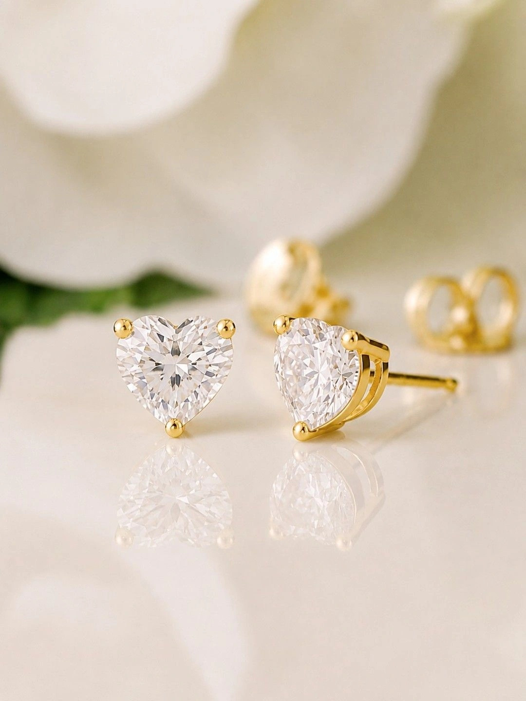 RAGABANDHA DESIGN STUDIO 925 Sterling Silver 22K Gold-Plated Zircon Studded Heart Studs