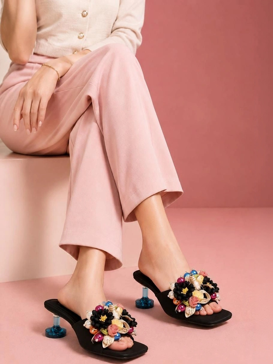 Suo Embellished Party Slim Heeled Mules