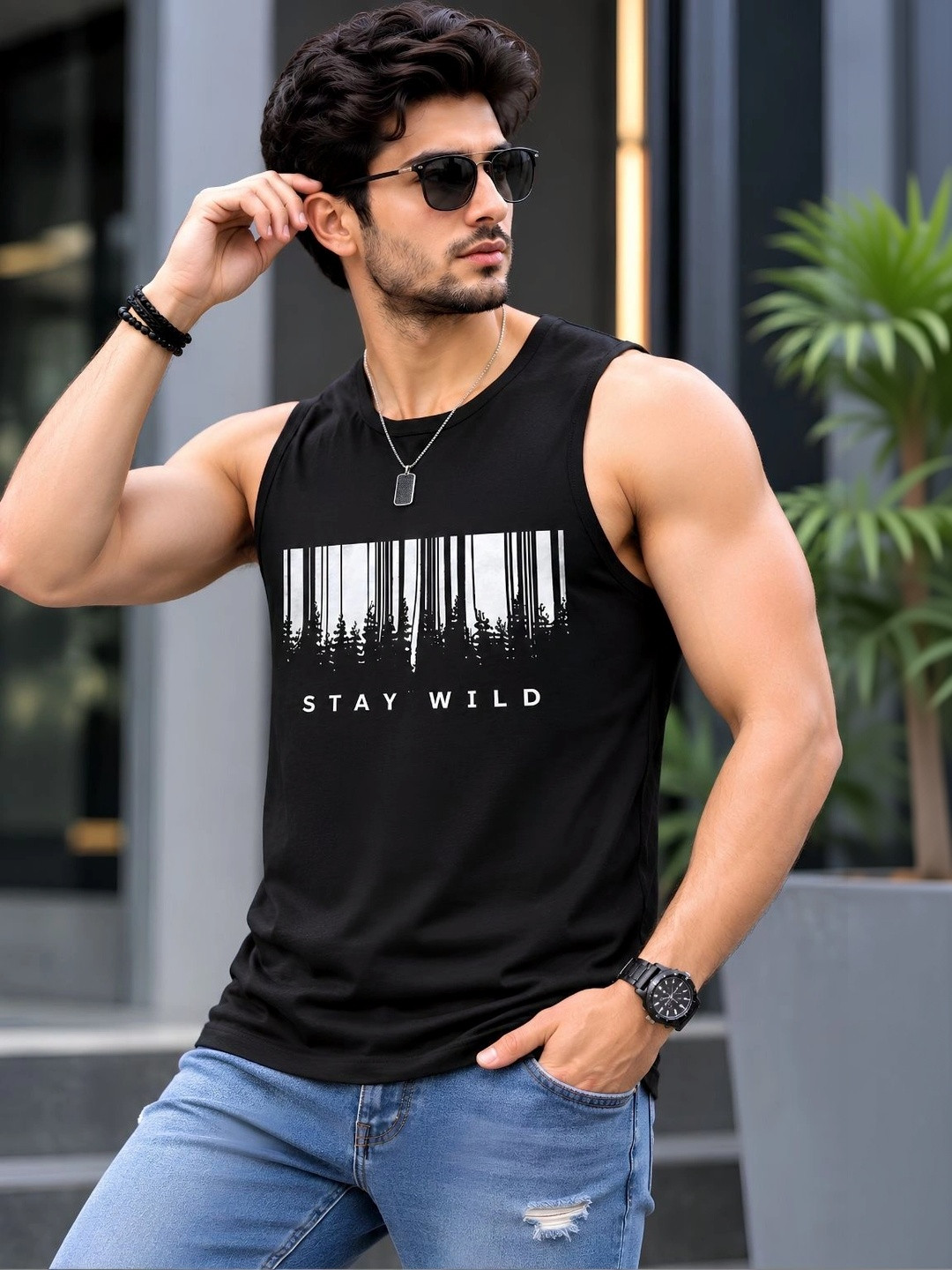 R.Code by The Roadster Life Co. Printed Gym Vest