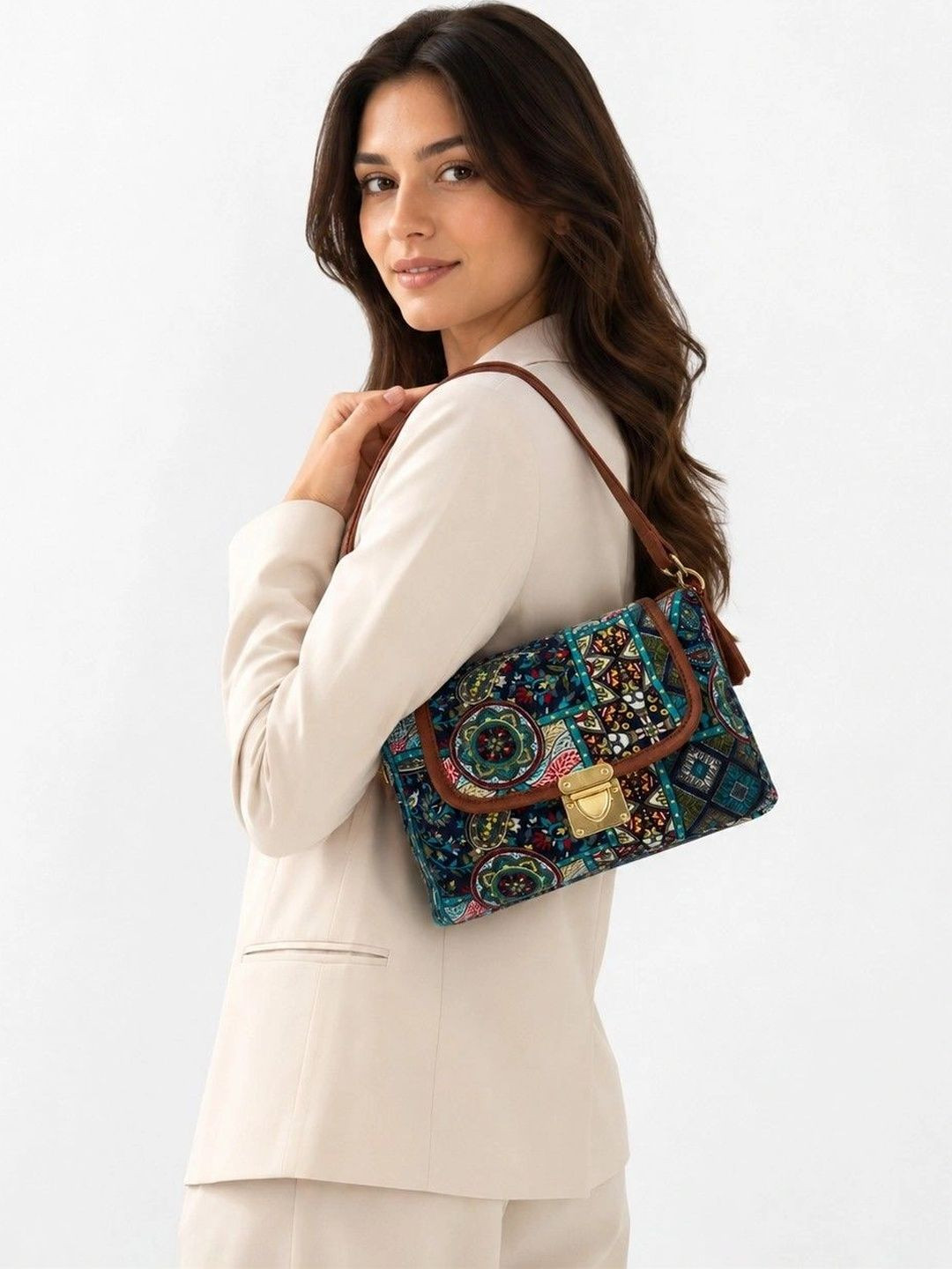 HERE&NOW Geometric Printed Shoulder Bag