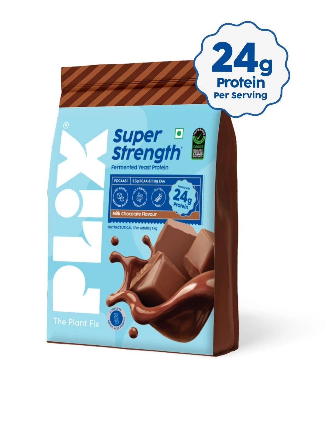PLIX THE PLANT FIX Super Strength Fermented Yeast Protein - 1 Kg- Milk Chocolate
