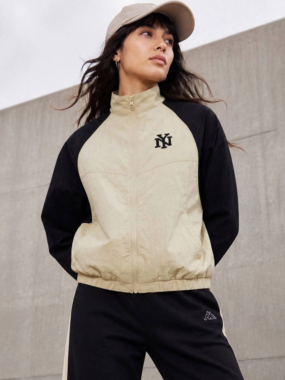 Kappa Women Brand Logo Colourblocked Lightweight Woven Jacket