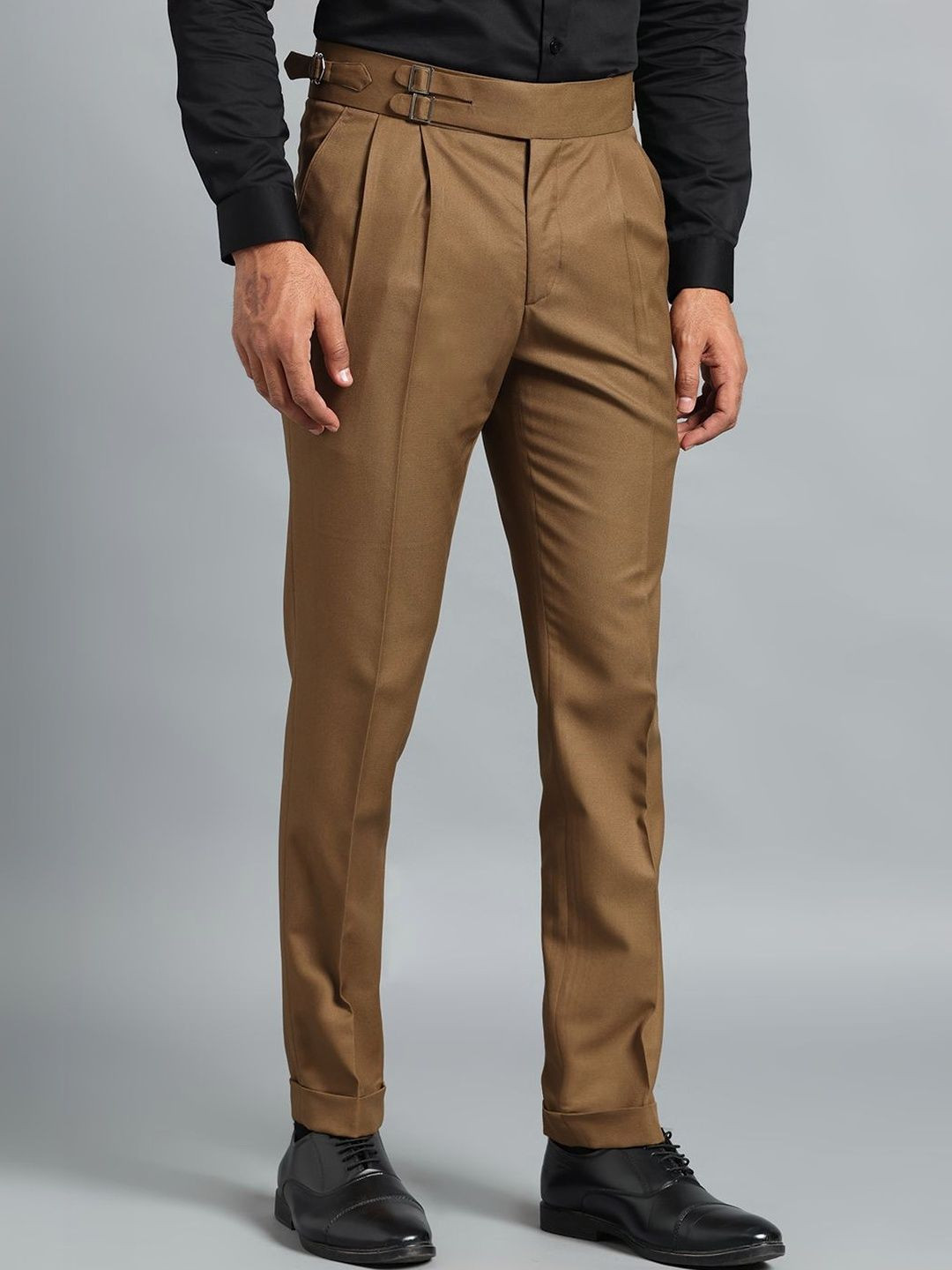 Qlanz Men Wrinkle Free Pleated Trousers