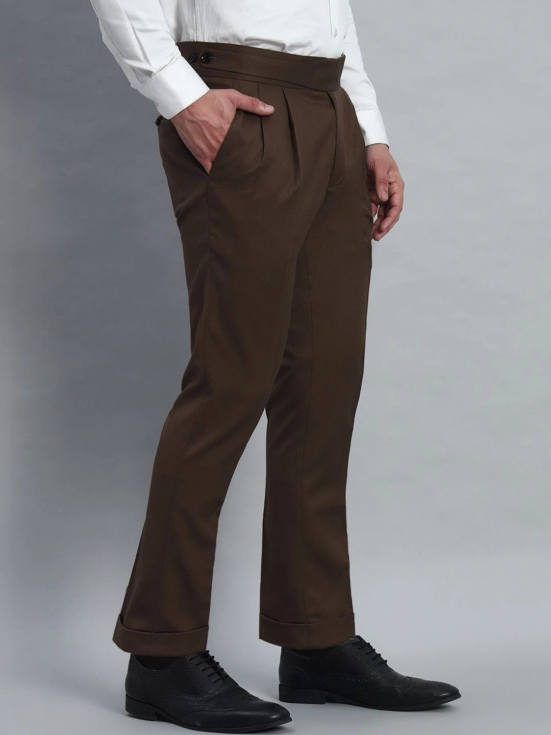 Qlanz Men Wrinkle Free Pleated Trousers