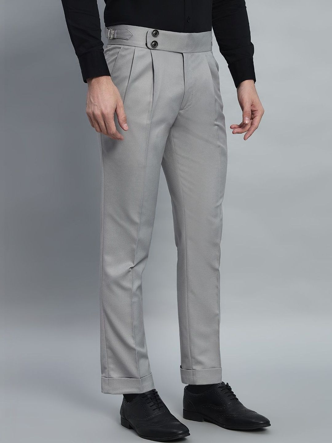 Qlanz Men Wrinkle Free Pleated Trousers