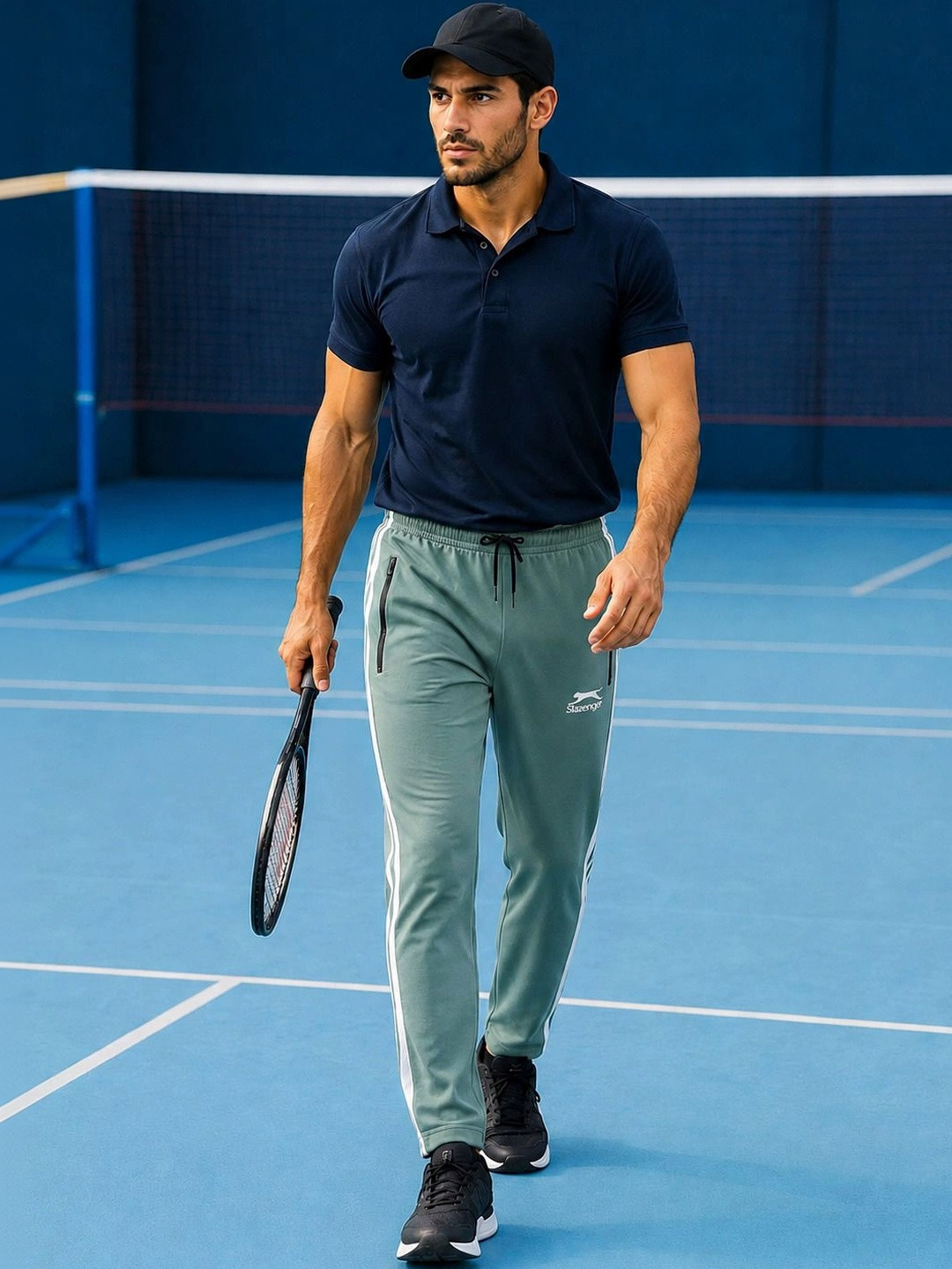 Slazenger Men Regular Fit Brand Logo Training Joggers