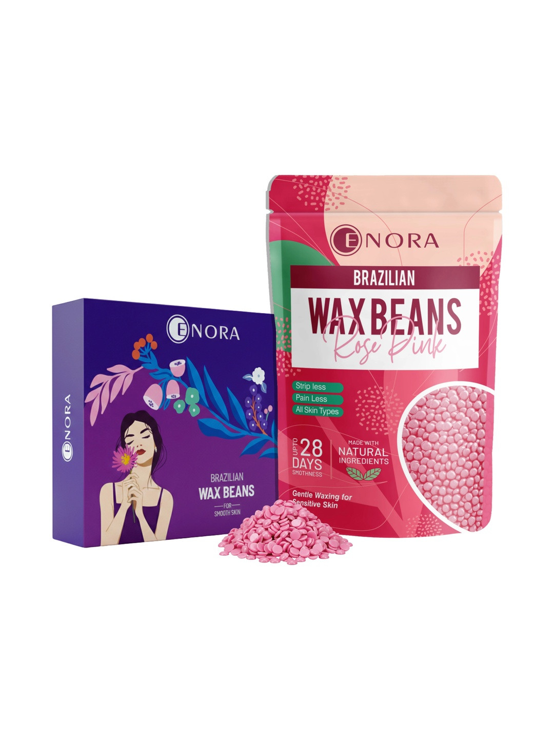 ENORA Brazilian Stripless Rose Pink Wax Beans With Spatula - 150 g