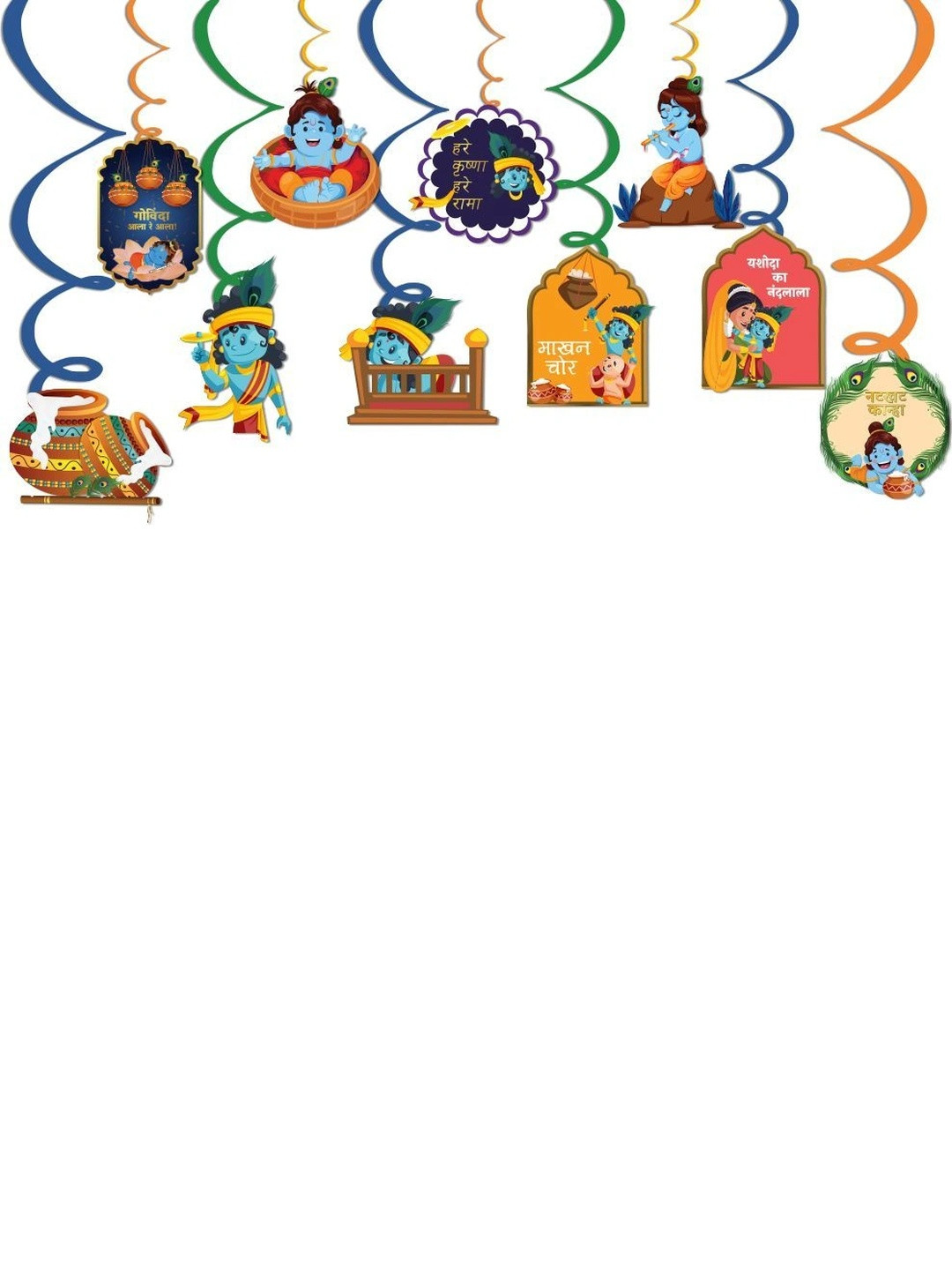 Festiko 20 Pieces Orange Colored Janmashtami Decorations Festive Decor
