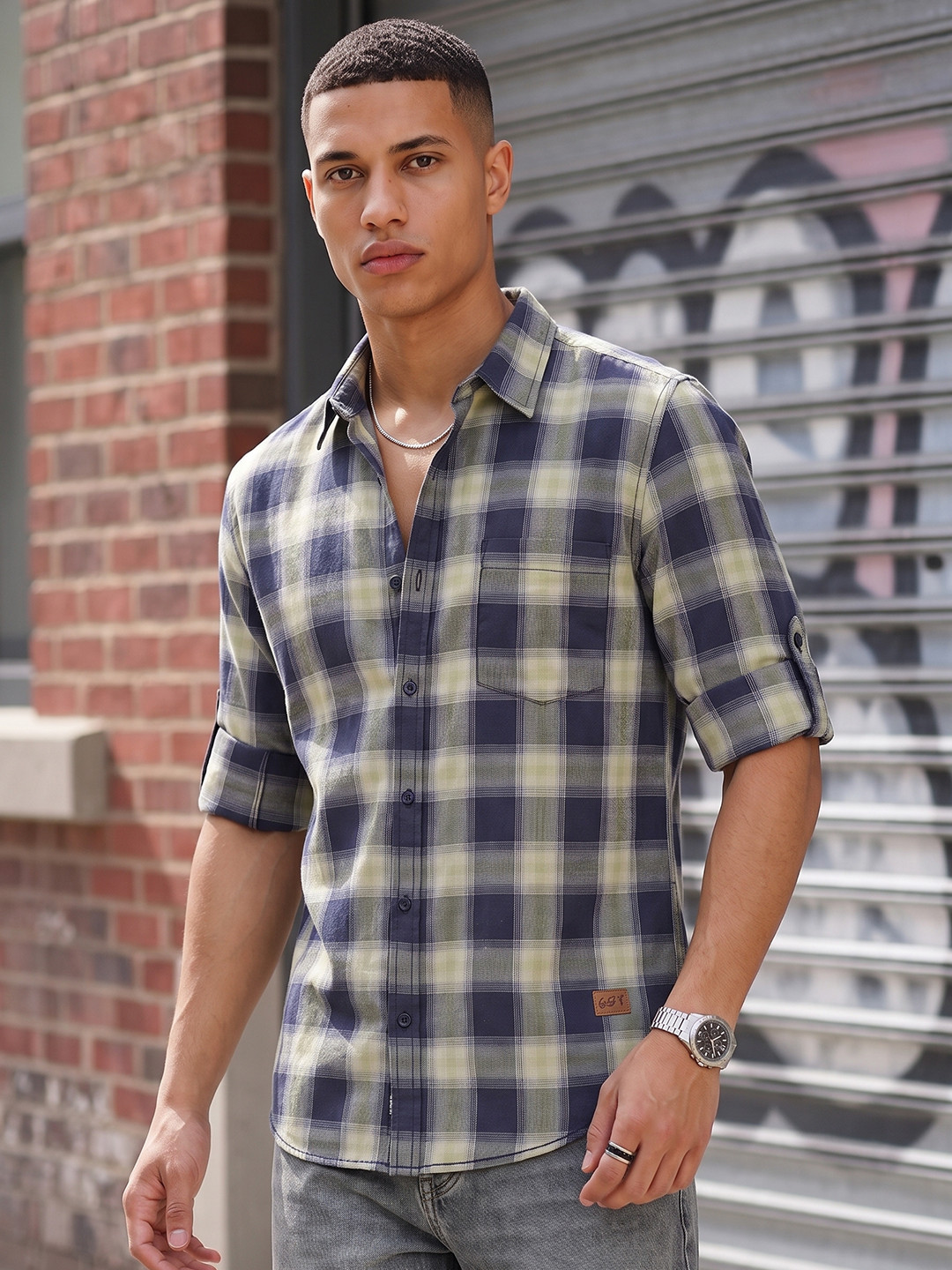 The Roadster Life Co. Checked Pure Cotton Casual Shirt