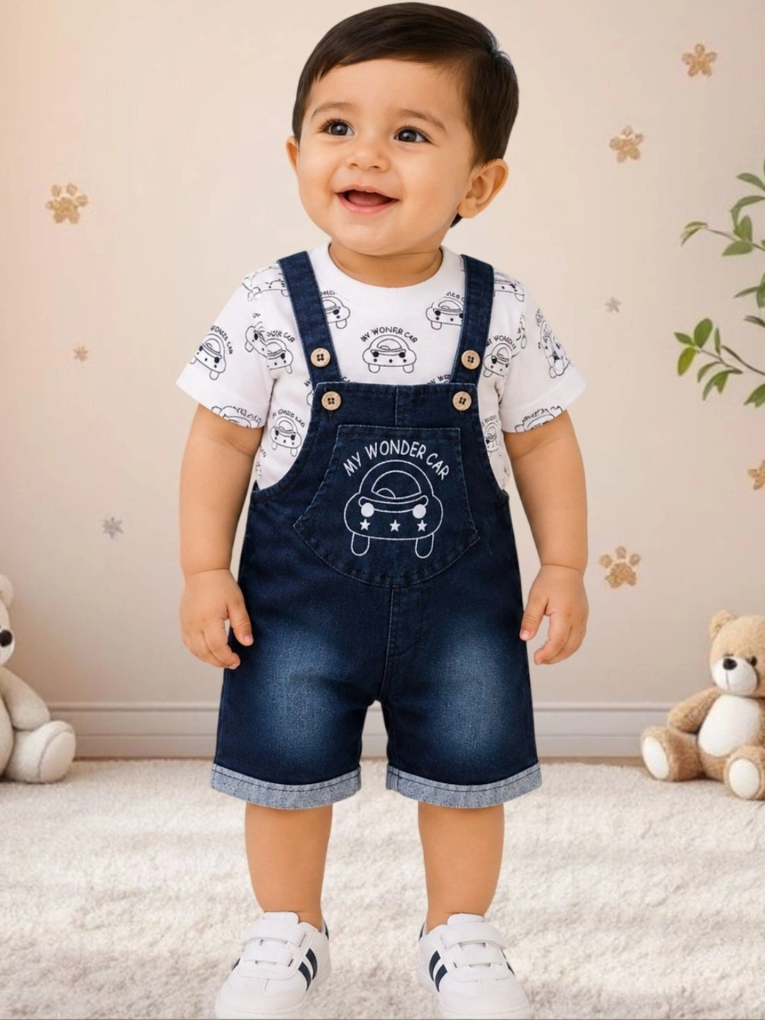 BAESD Infant Printed Slim Fit Dungarees