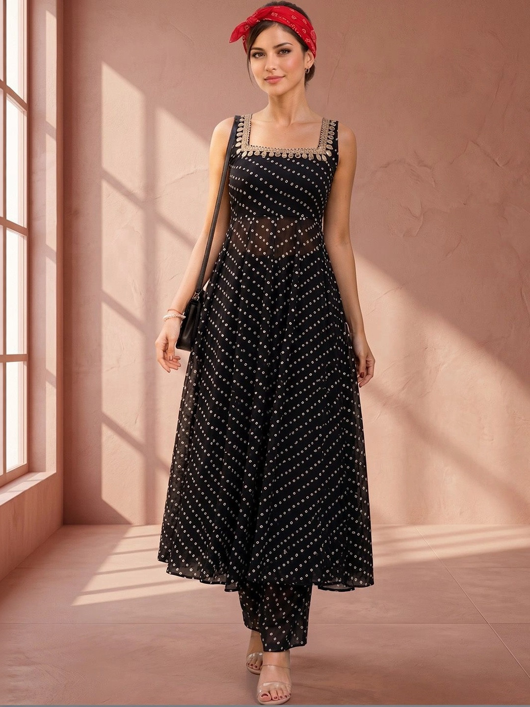 SACi Women Ethnic Motifs Printed Regular Kurta with Trousers