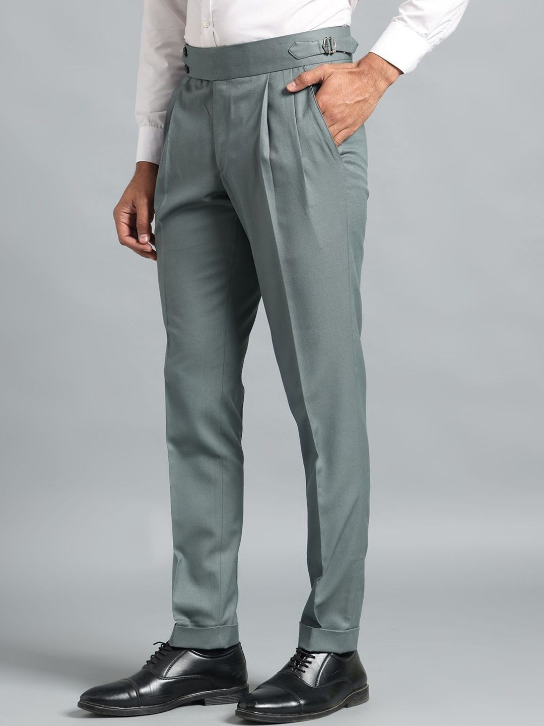 Qlanz Men Wrinkle Free Pleated Trousers
