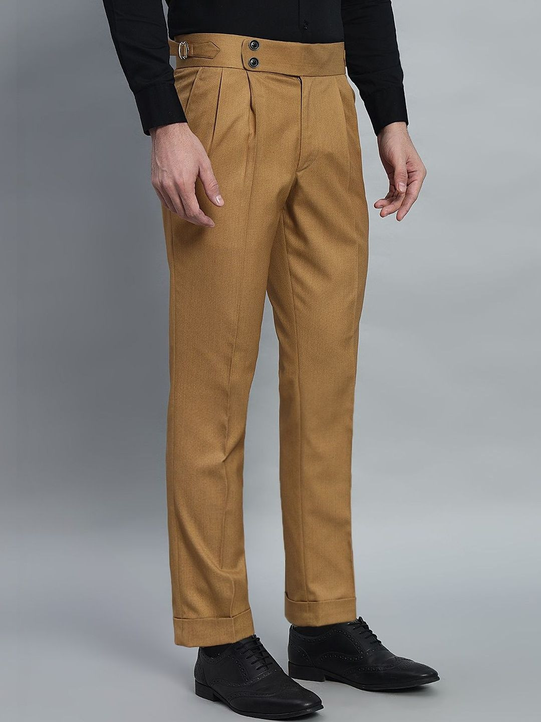 Qlanz Men Wrinkle Free Pleated Trousers