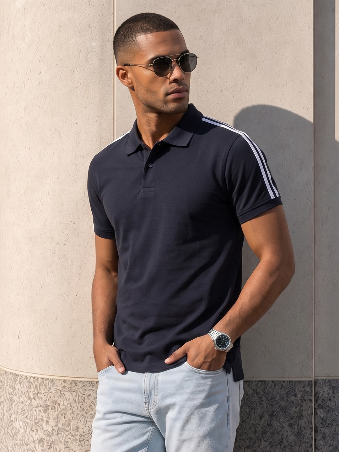 Roadster Life Co. Men's Pure Cotton Polo T-shirt - Image 1