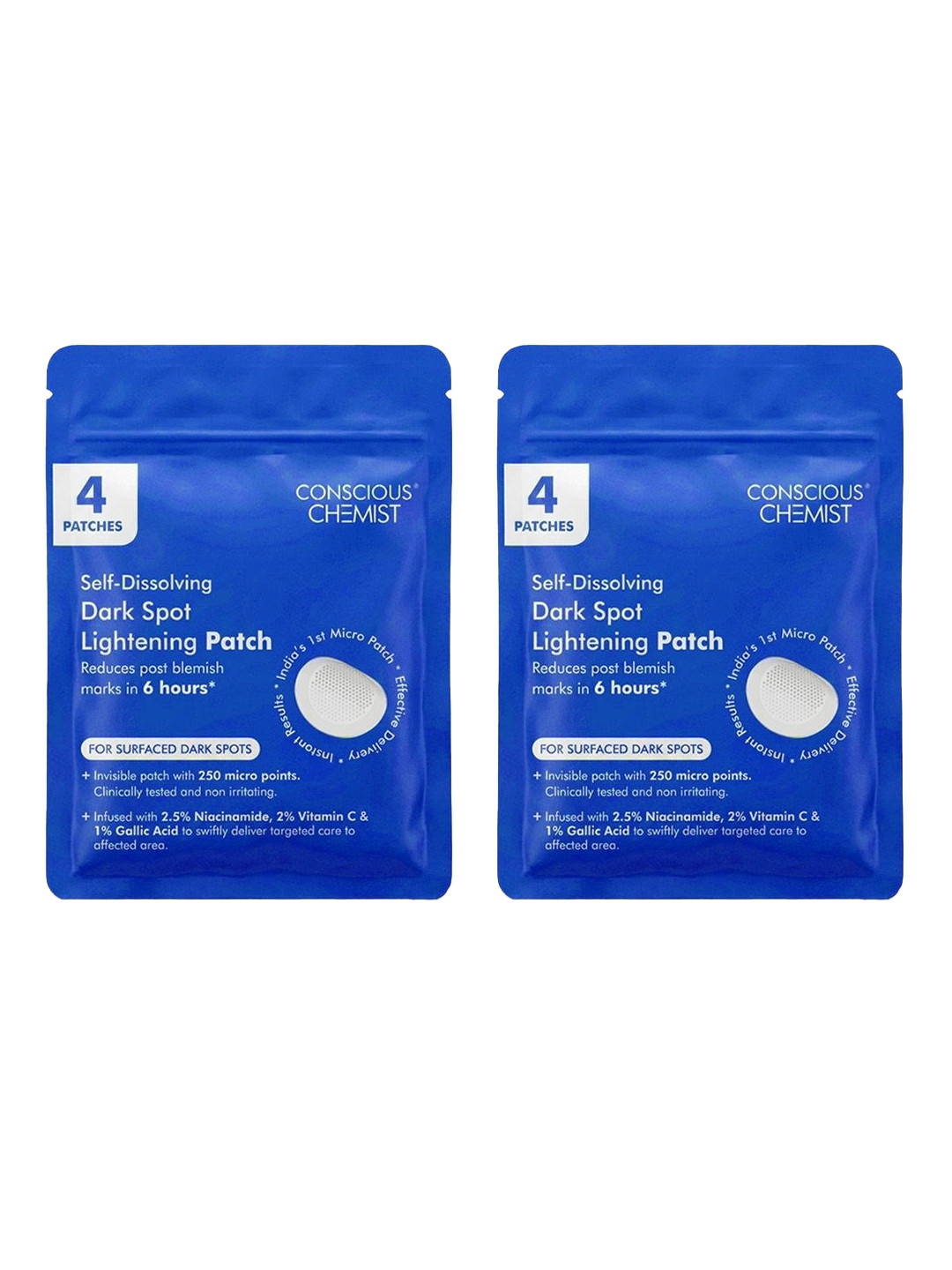 Conscious Chemist Set Of 2 Self Dissolving Dark Spot Microneedle Patches-5g Each