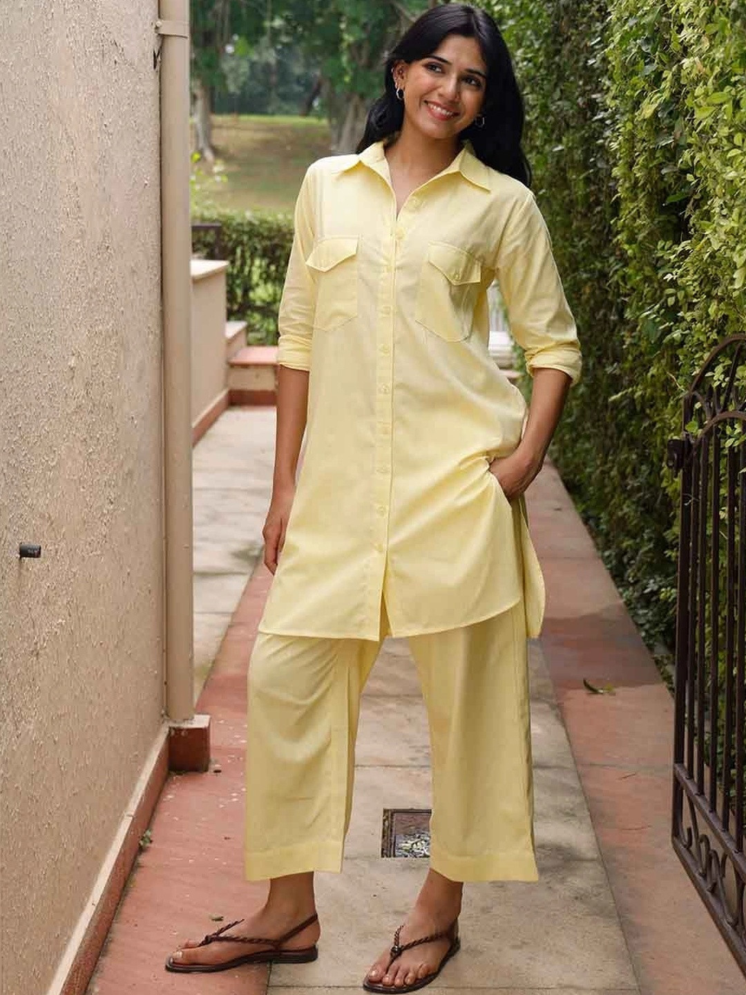Surma Yellow Bougainvillea Kurta Co-Ord Set
