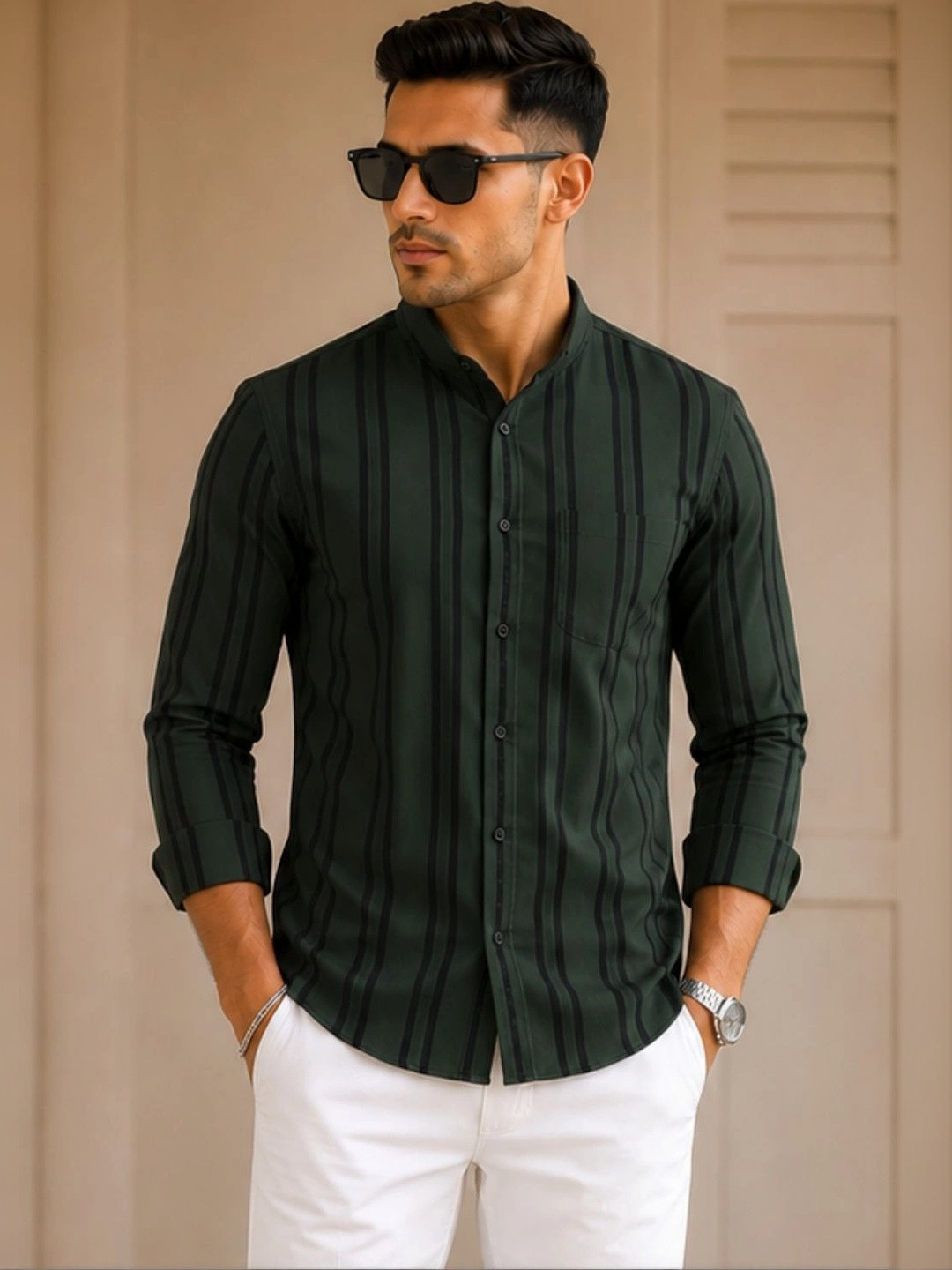 ROLLISTEAR Men Modern Striped Casual Shirt