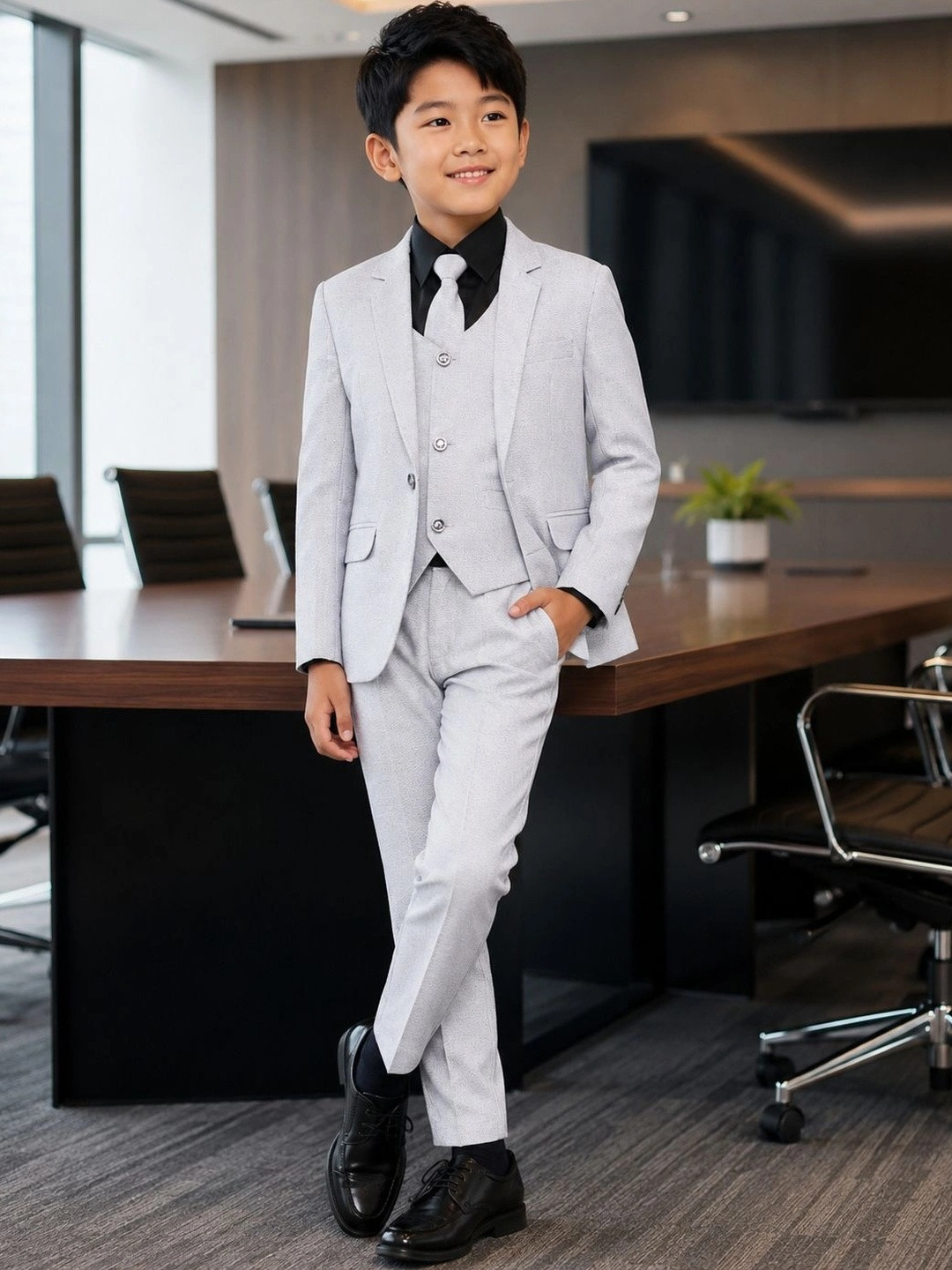 Sparklepop Boys Notched Lapel Single-Breasted 5 Piece Suits