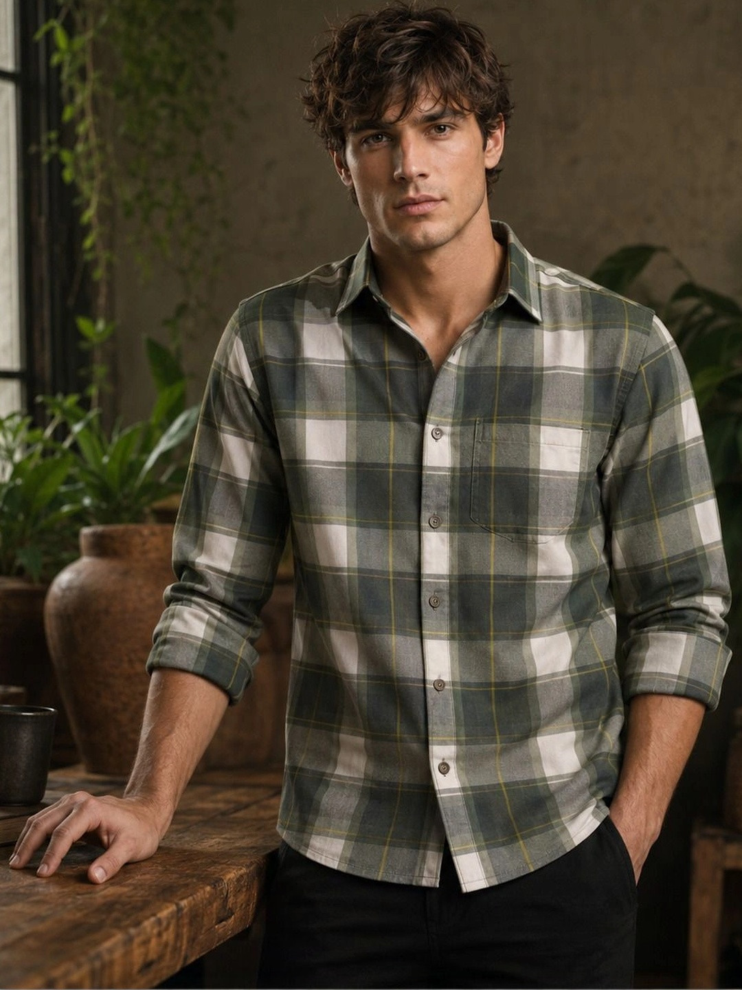 AGNIVAR COLLECTION Men Comfort Checked Casual Shirt