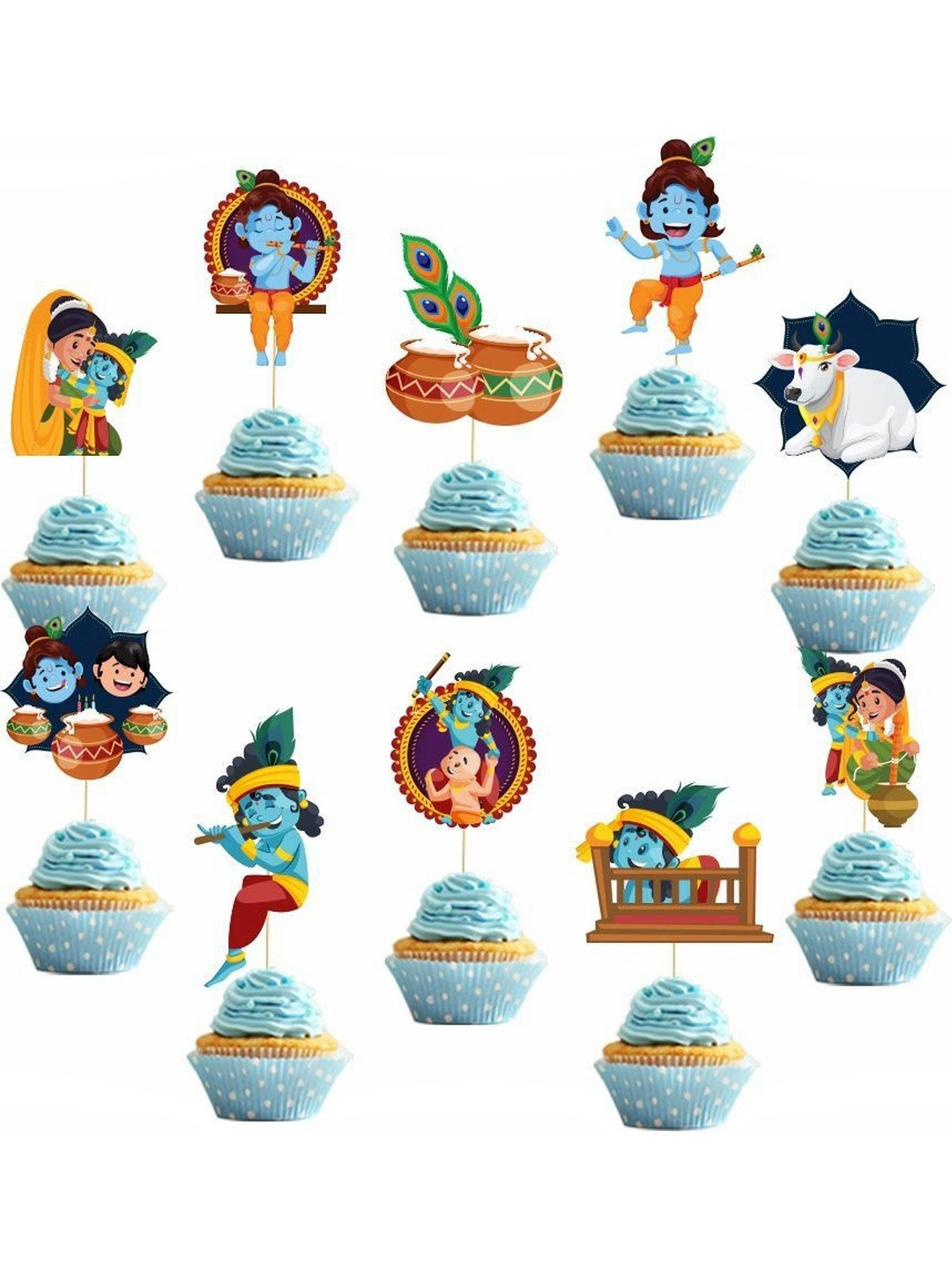 Festiko 10 Pieces Blue Janmashtami Decorations Festive Decor