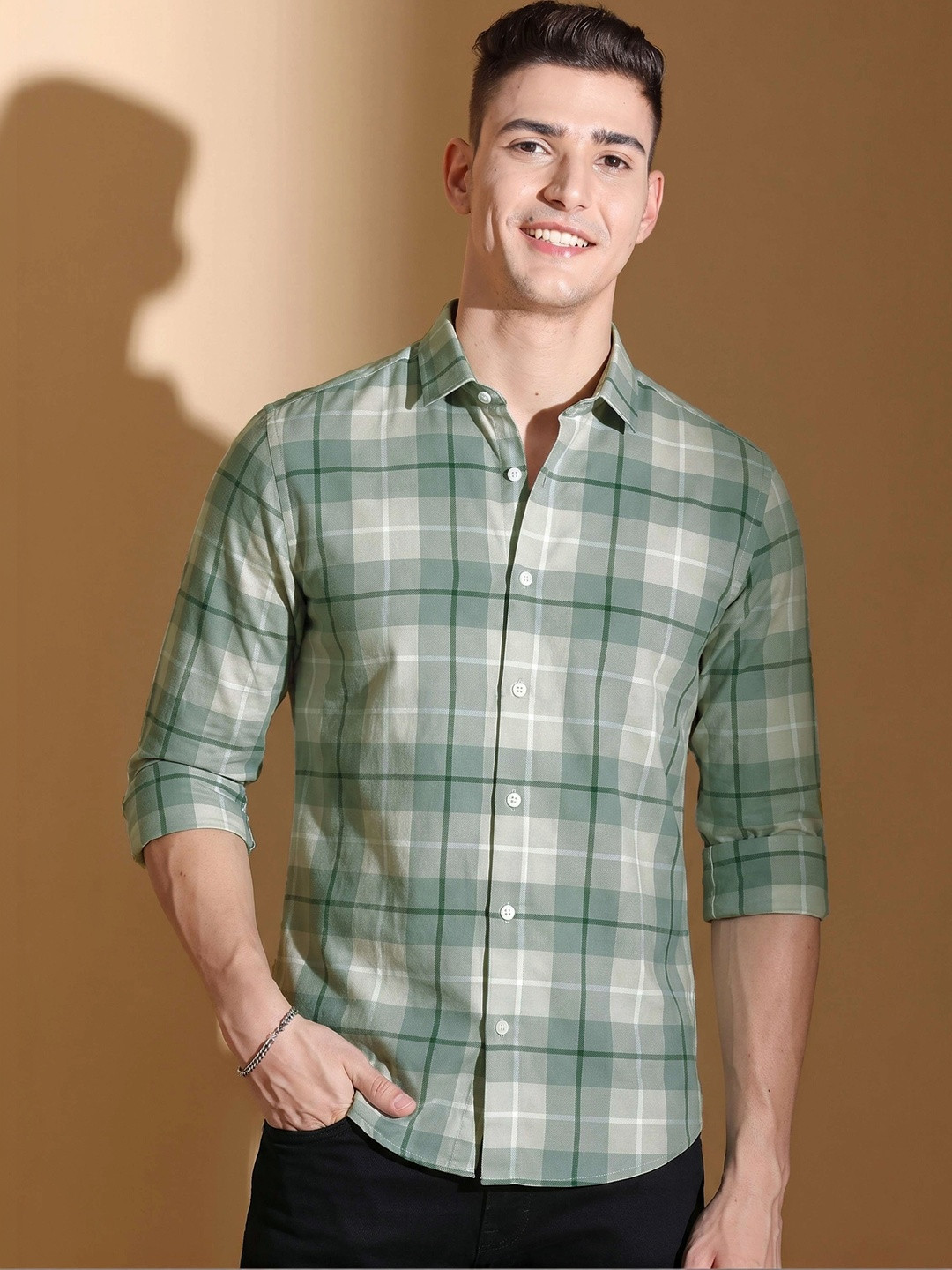 WOXEN Men Checked Casual Shirt