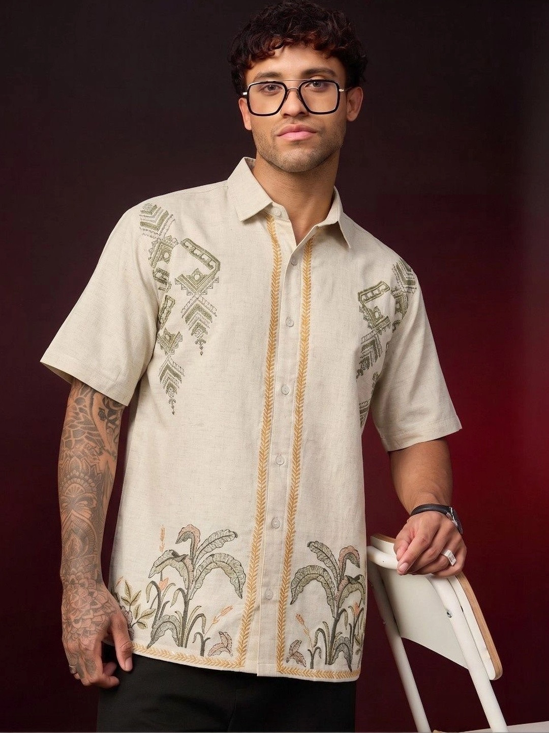 VELKYNOX Men Classic Printed Casual Shirt