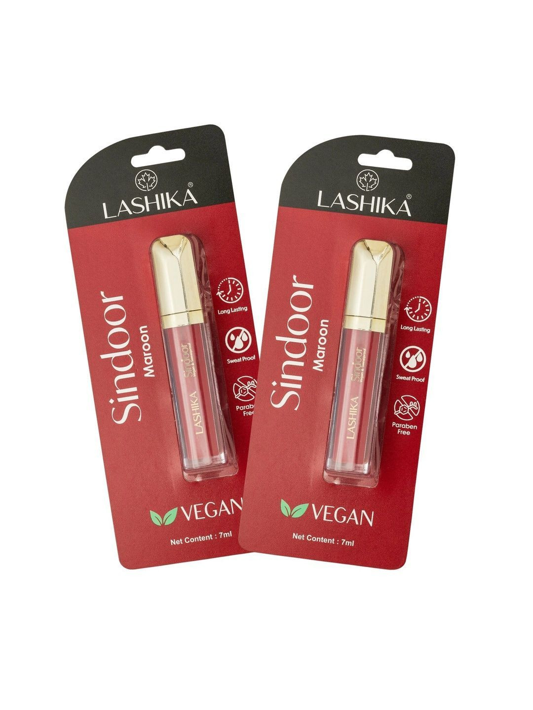 LASHIKA Set Of 2 Waterproof Liquid Sindoor - 7ml each - Maroon