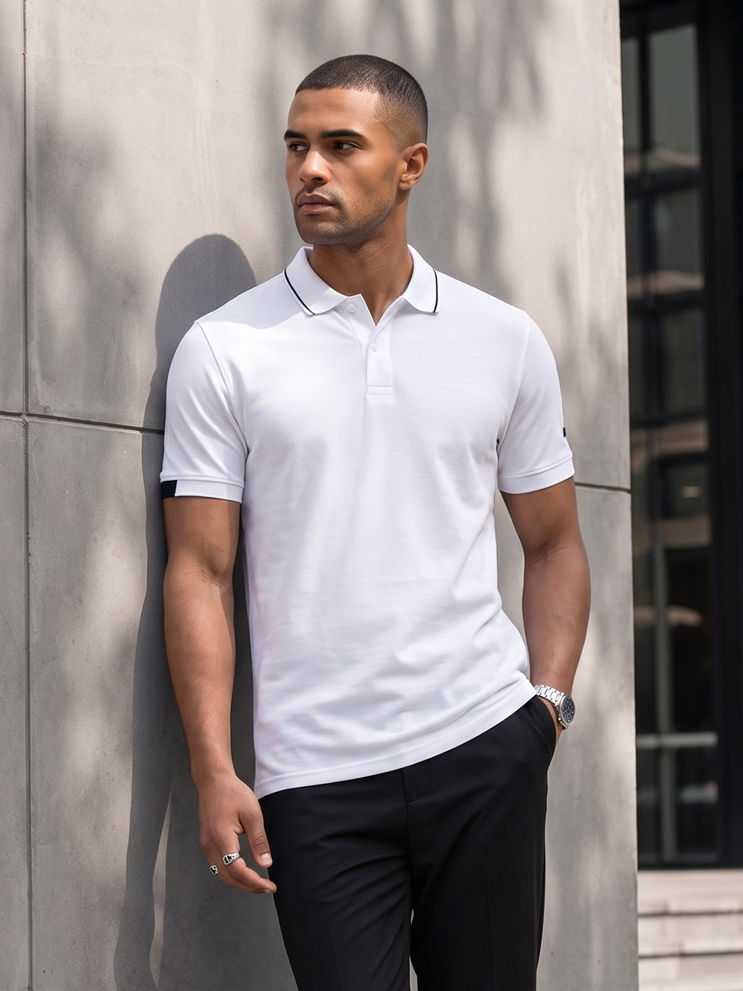 The Roadster Life Co. Pure Cotton Polo Collar T-shirt