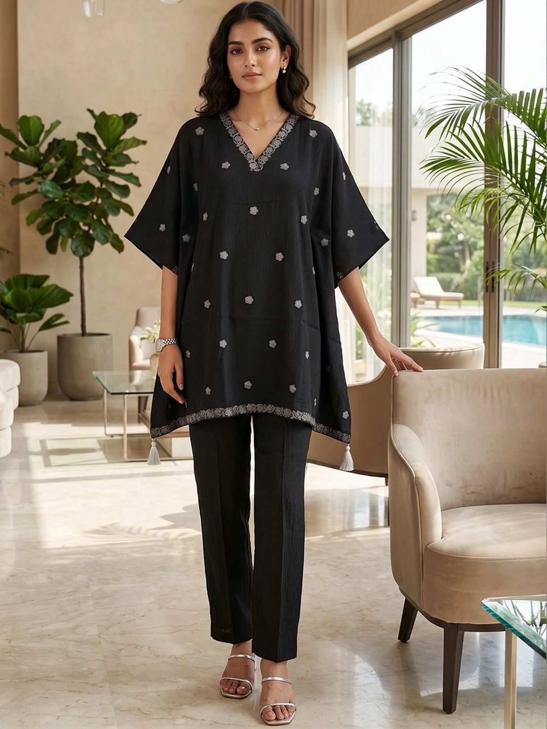 SZN Silk Embroidered Tunic with Trousers
