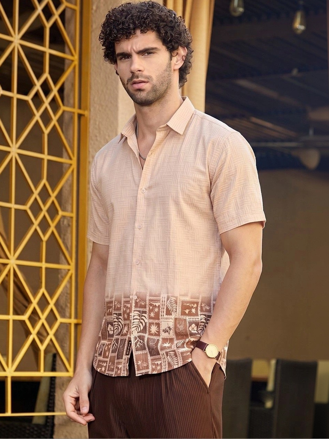 VELKYNOX Men Classic Printed Casual Shirt