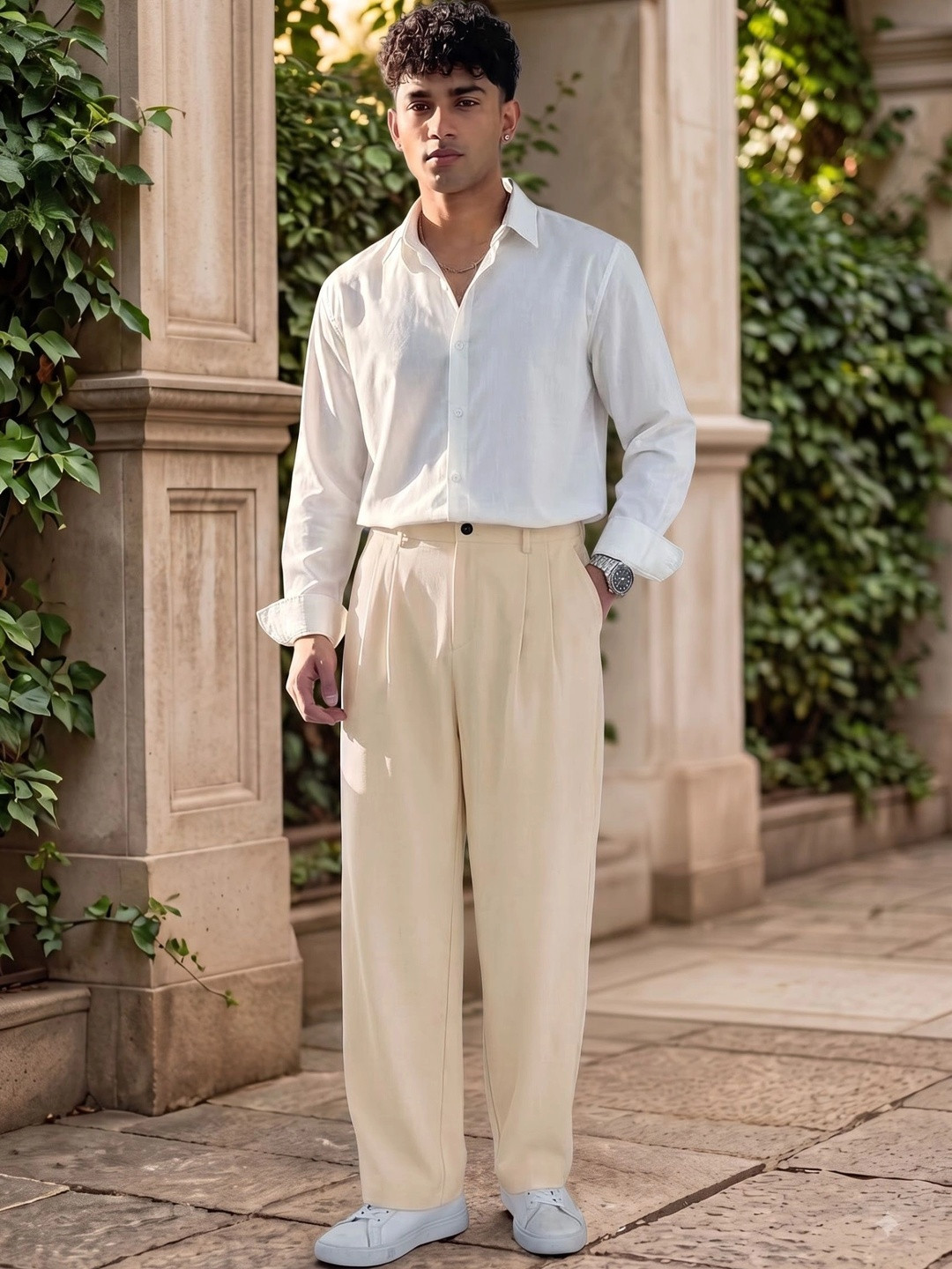 KAJARU Men Pleated Cargos Trousers