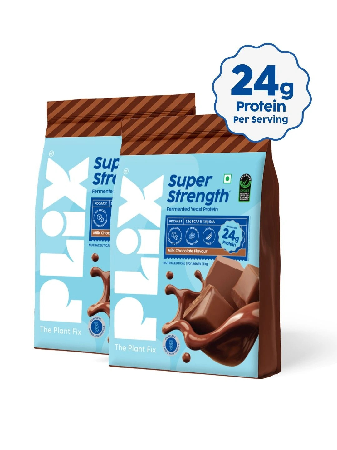 PLIX THE PLANT FIX Set Of 2 Super Strength Fermented Yeast Protein- 1 Kg Each- Chocolate