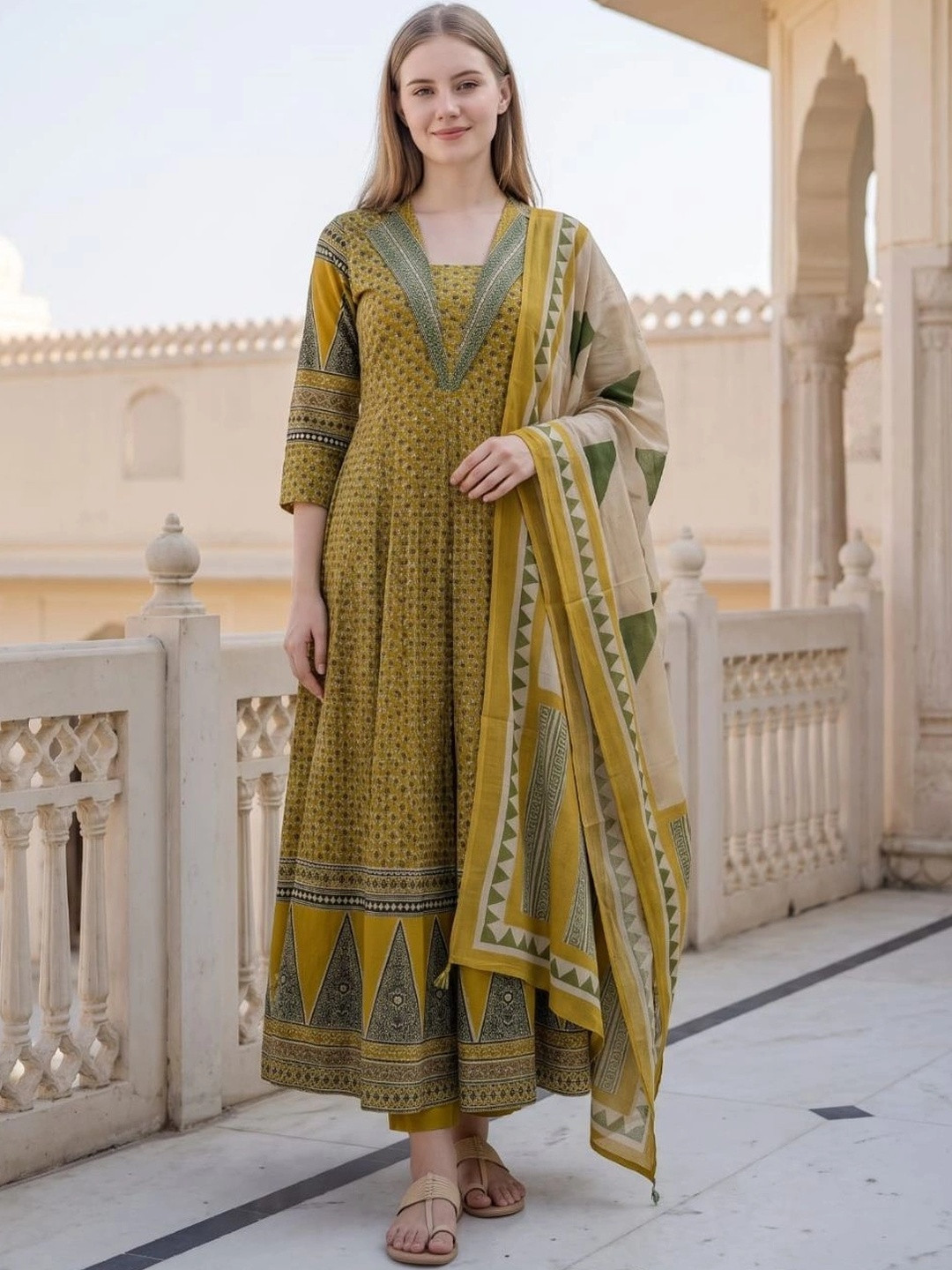 Laasika Women Ethnic Motifs Printed Regular Kurta with Trousers & With Dupatta