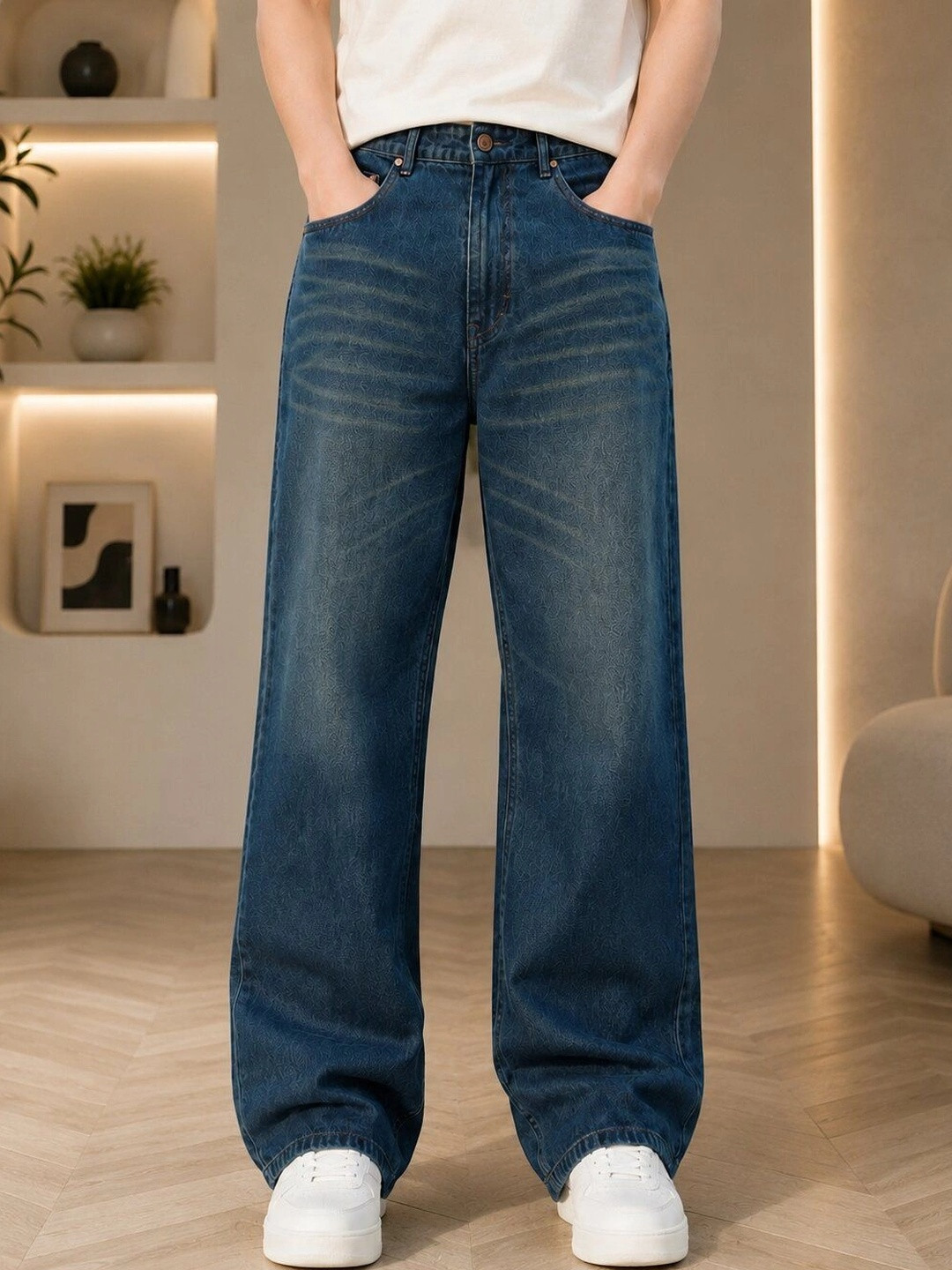RAGZO Men Wide Leg Mid-Rise Jeans