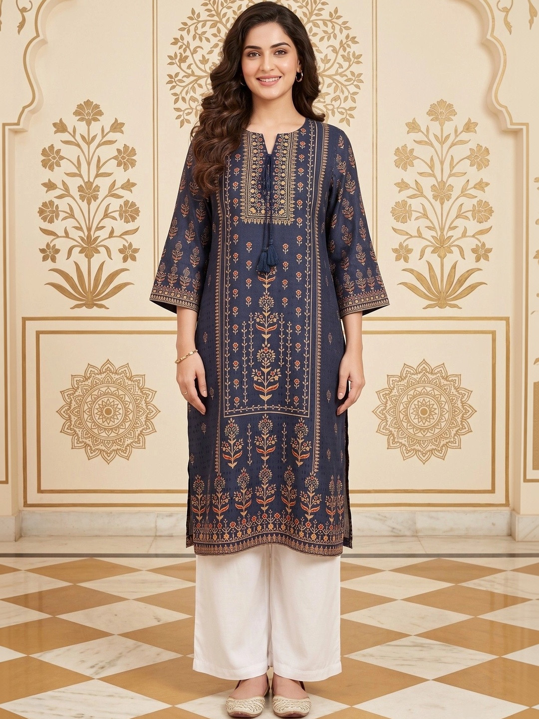 House of Pataudi Women Ethnic Motifs Printed Indie Prints Kurta