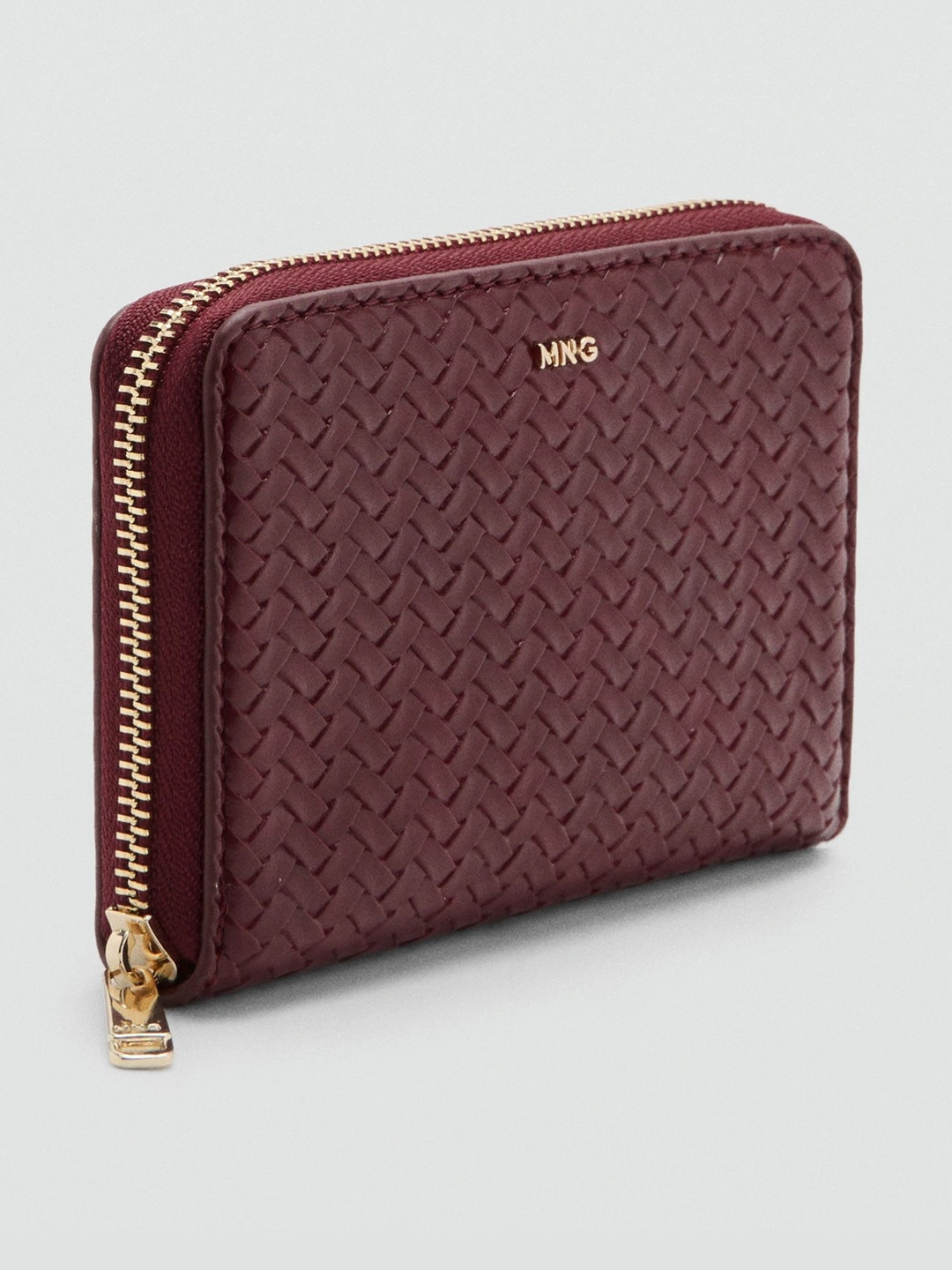 MANGO Women Woven Design Zip Around Wallet