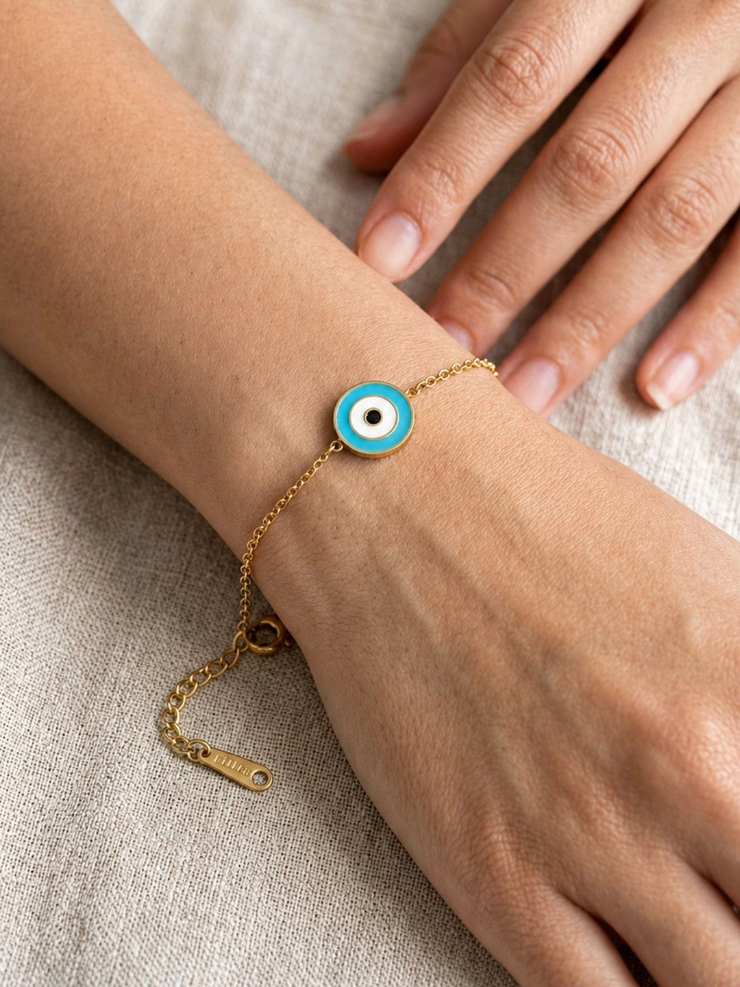 ARTKLIM Stainless Steel Gold-Plated Anti Tarnish Round Evil Eye Wraparound Bracelet