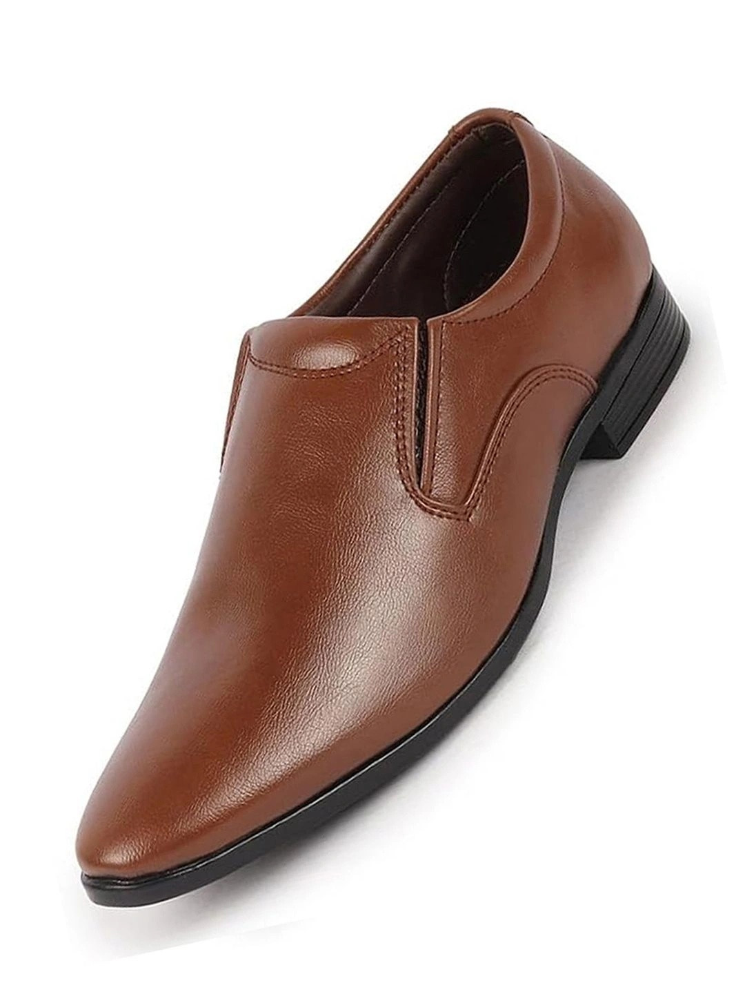 FAUSTO Men Tan Formal Office Meeting Slip On Shoes