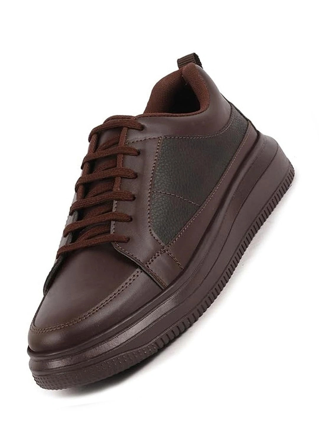 FAUSTO Men Brown Classic Chunky Lace Up Sneaker Ankle Shoes|Walking|Low Top|Casual Shoe