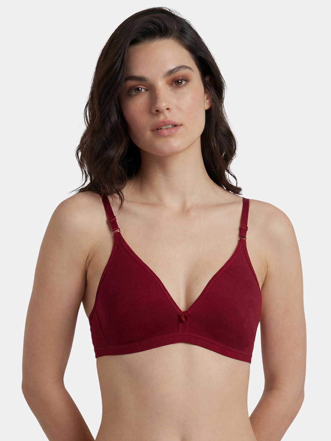 In Care Pack of 2 Demi Coverage Non-Padded Wire Free Cotton Bra with Adjustable Strap
