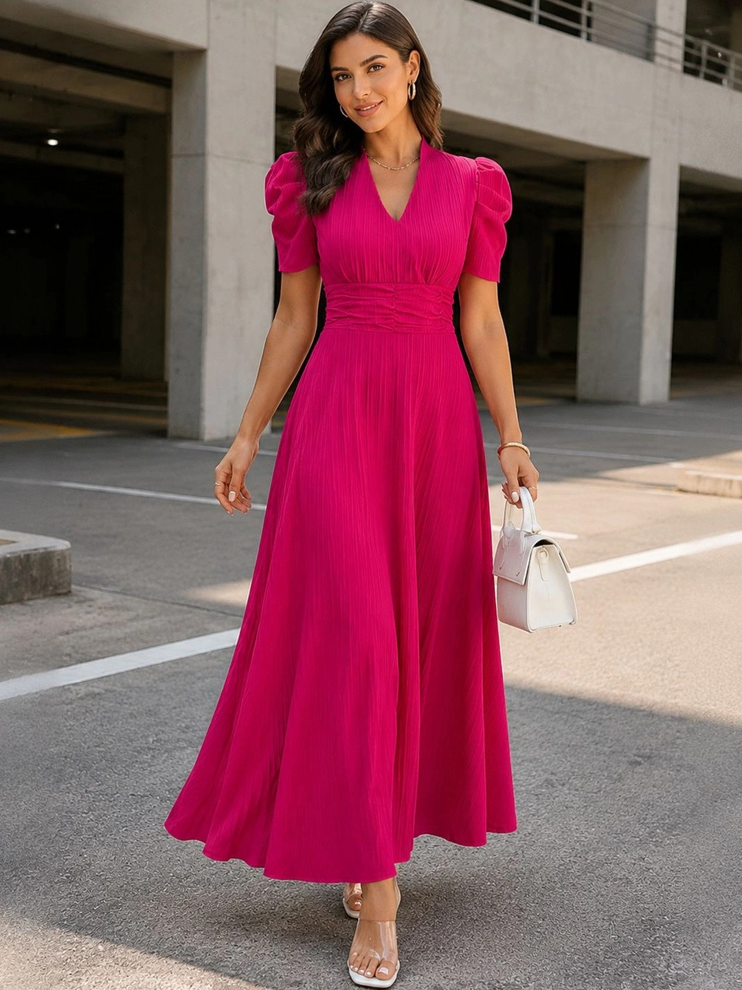 Metronaut Puff Sleeve A-Line Maxi Dress