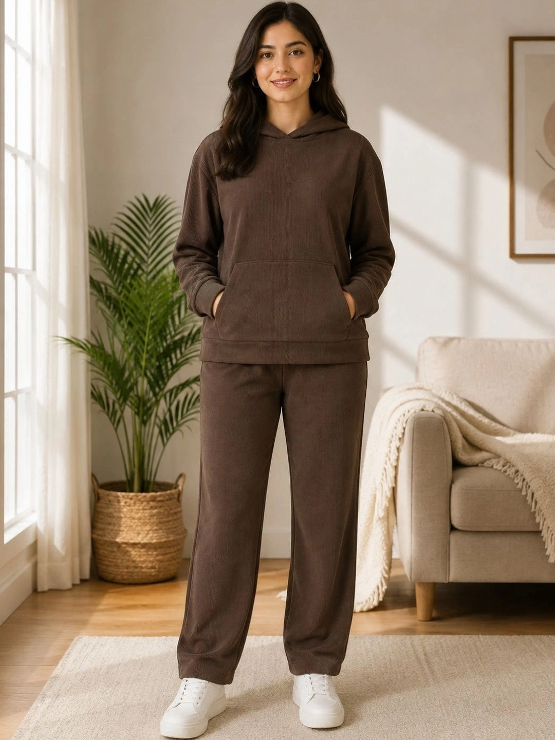 CIA Women Regular Textured Hooded Tracksuits
