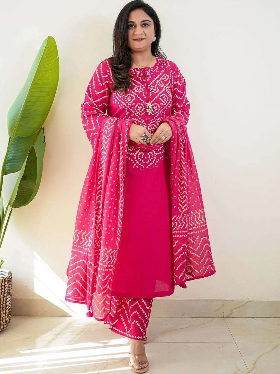 shreeram Women Ethnic Motifs Printed Regular Pure Cotton Kurta with Trousers & With Dupatta