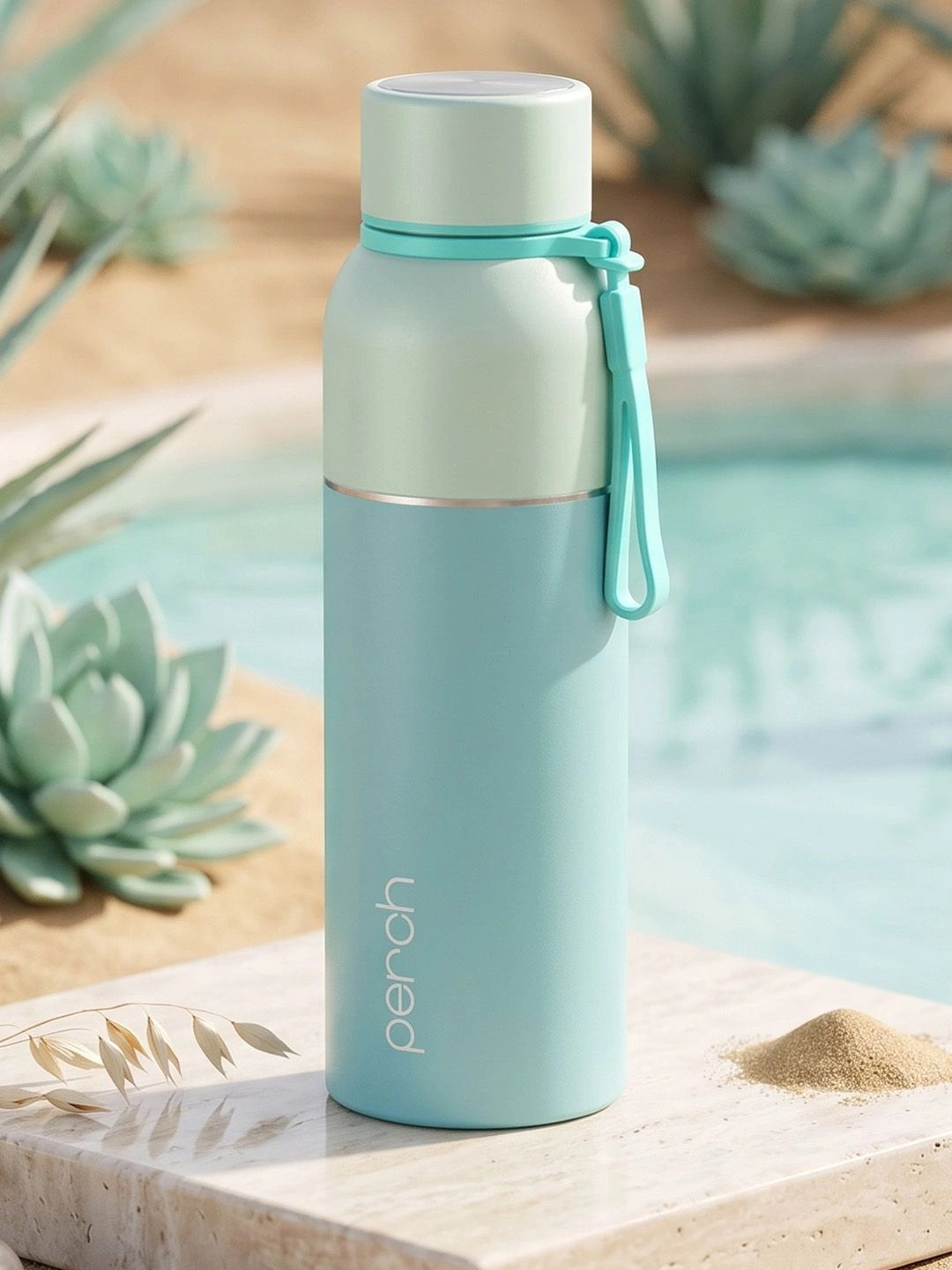 PERCH Zenith Cyan Stainless Steel Double Wall Water Bottle Vacuum Insulated Flask - 720 ml